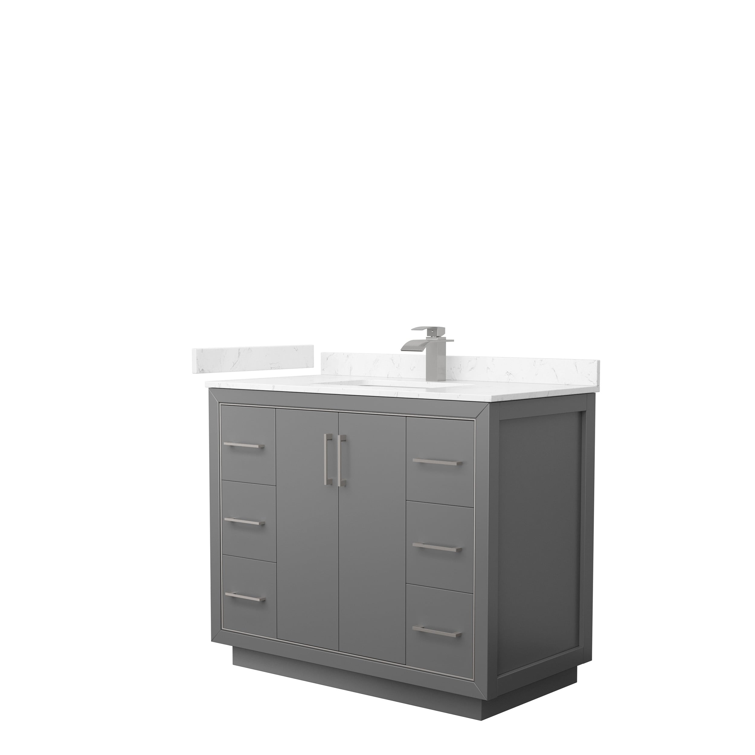Wyndham Collection WCF111142SKGC2UNSMXX Icon 42-in Dark Gray with Brushed Nickel Trim Undermount Single sink Bathroom Vanity with Carrara cultured marble Cultured marble Top