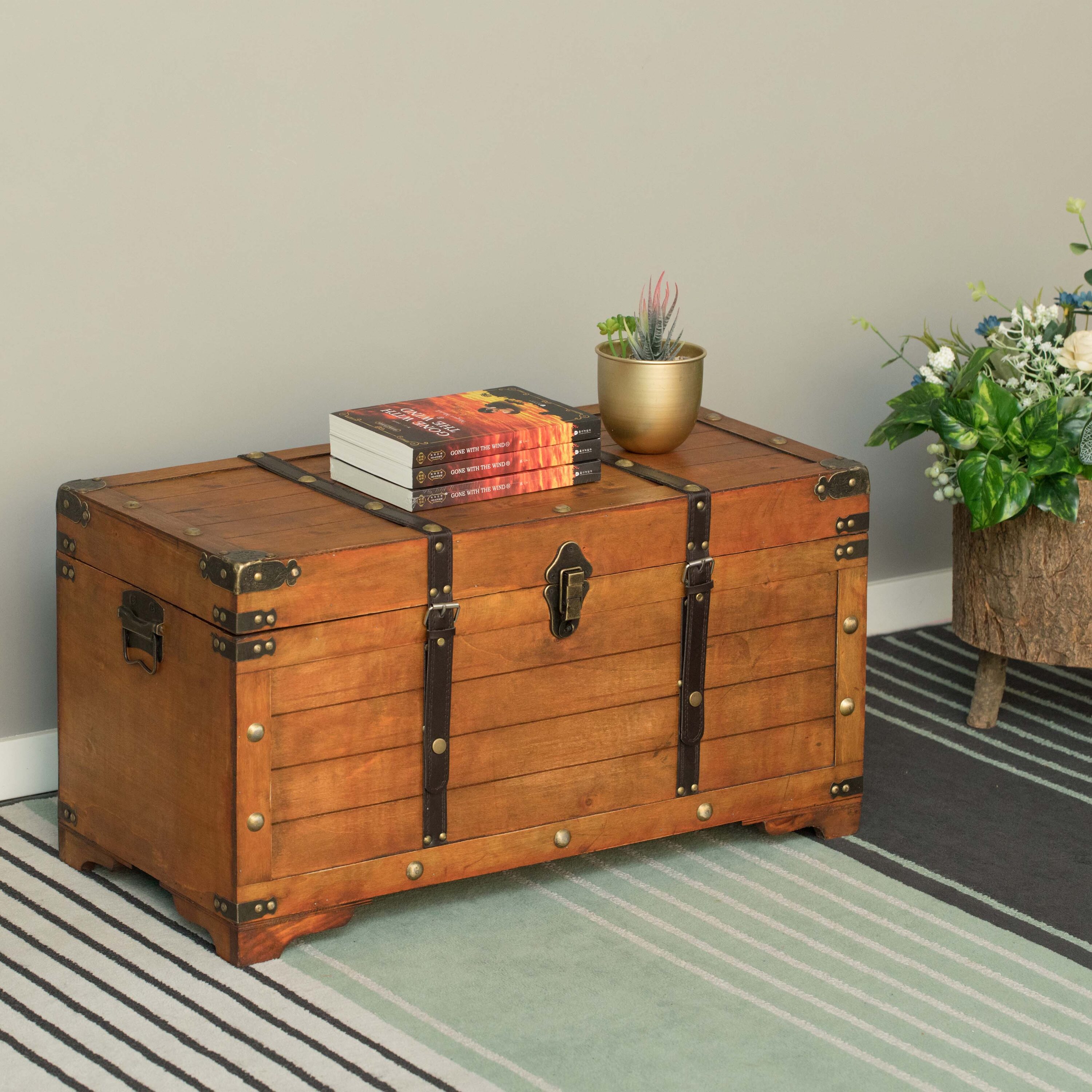 Vintiquewise 1-Quart Brown/Wood Storage Trunk in the Storage Trunks  department at