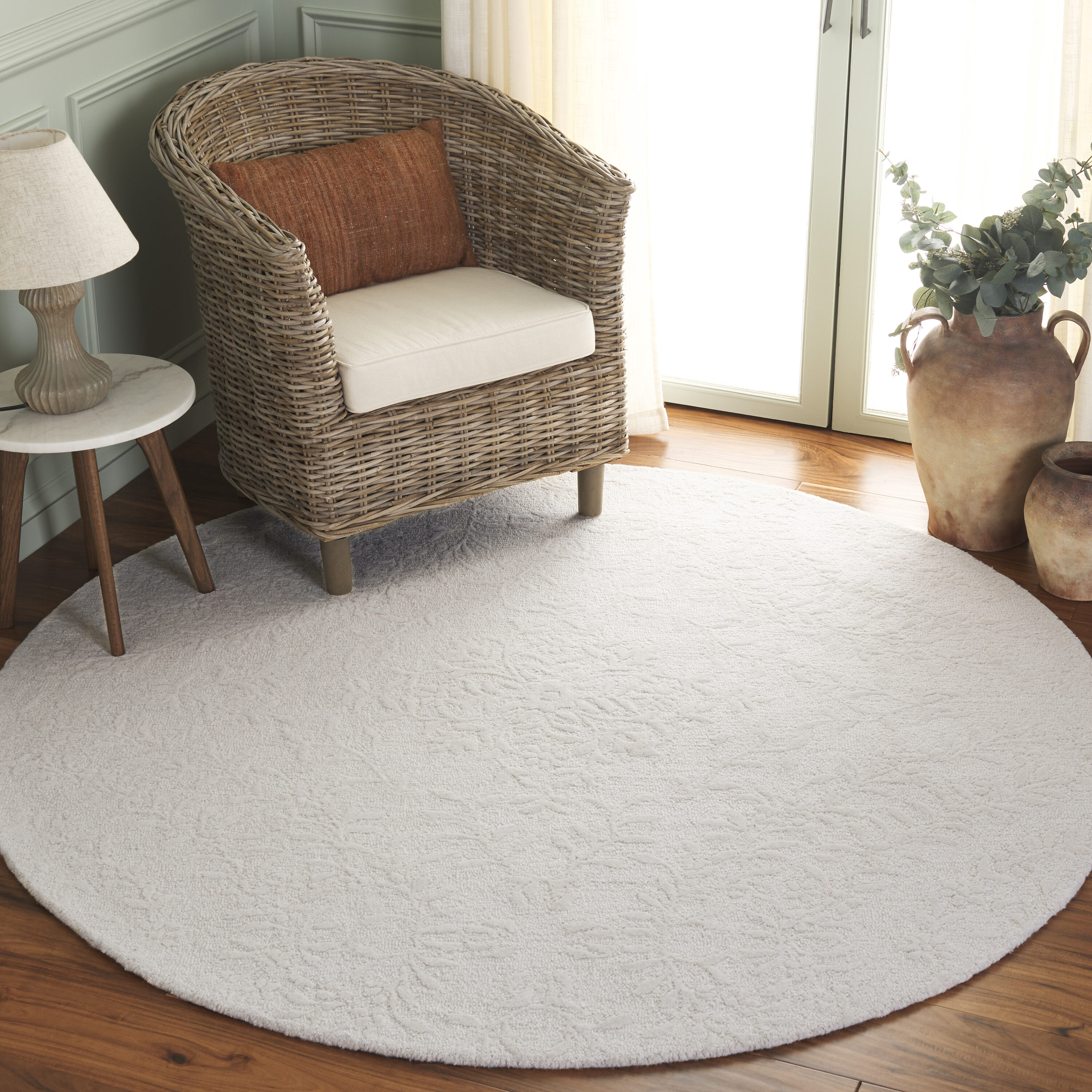 Pine 401 Ivory Solid / Tonal 6ft x 6ft Round Rug
