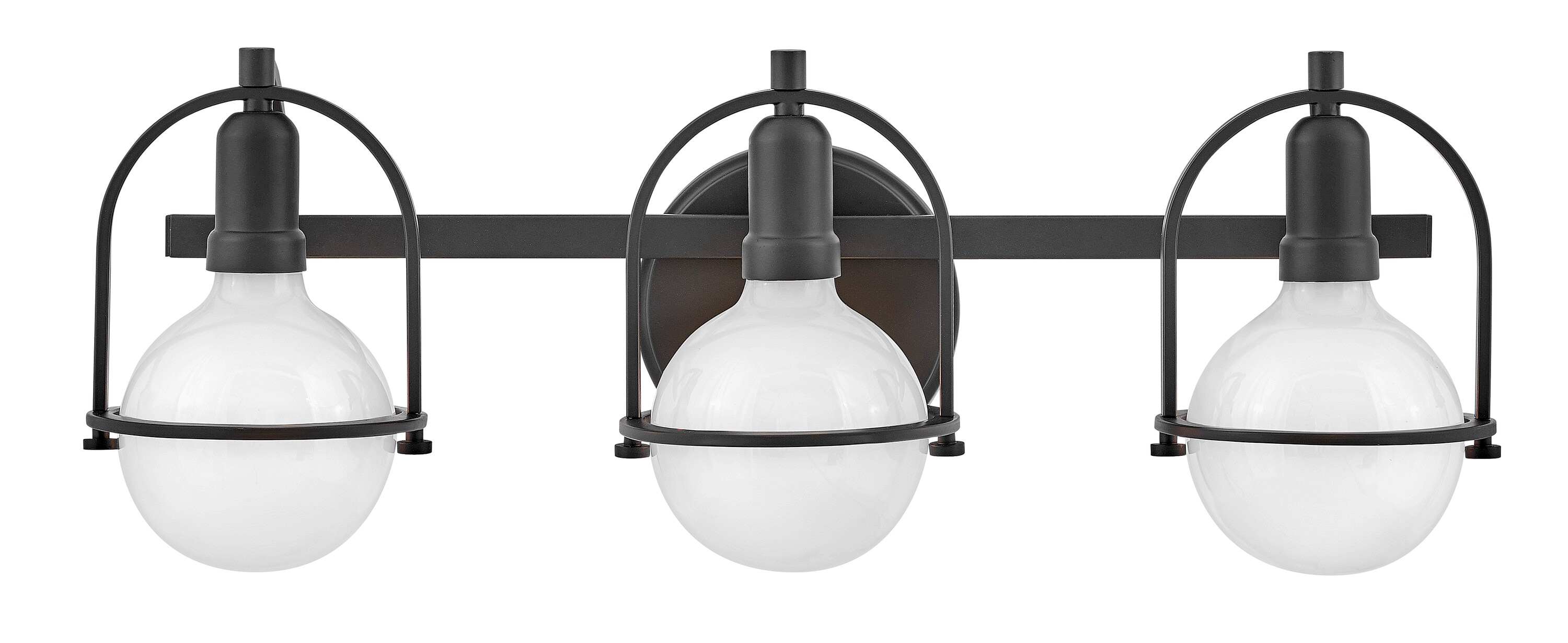 Somerset Elegant Black 3-Light Vanity Fixture with Vintage Appeal