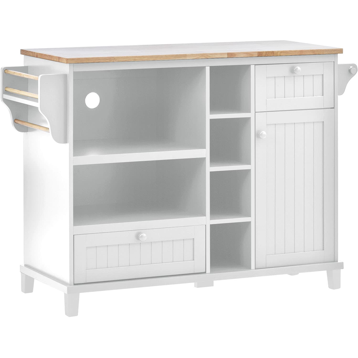 SINOFURN Black Mdf Base with Wood Top Rolling Kitchen Cart (18.1-in x 50.8-in x 36.2-in)