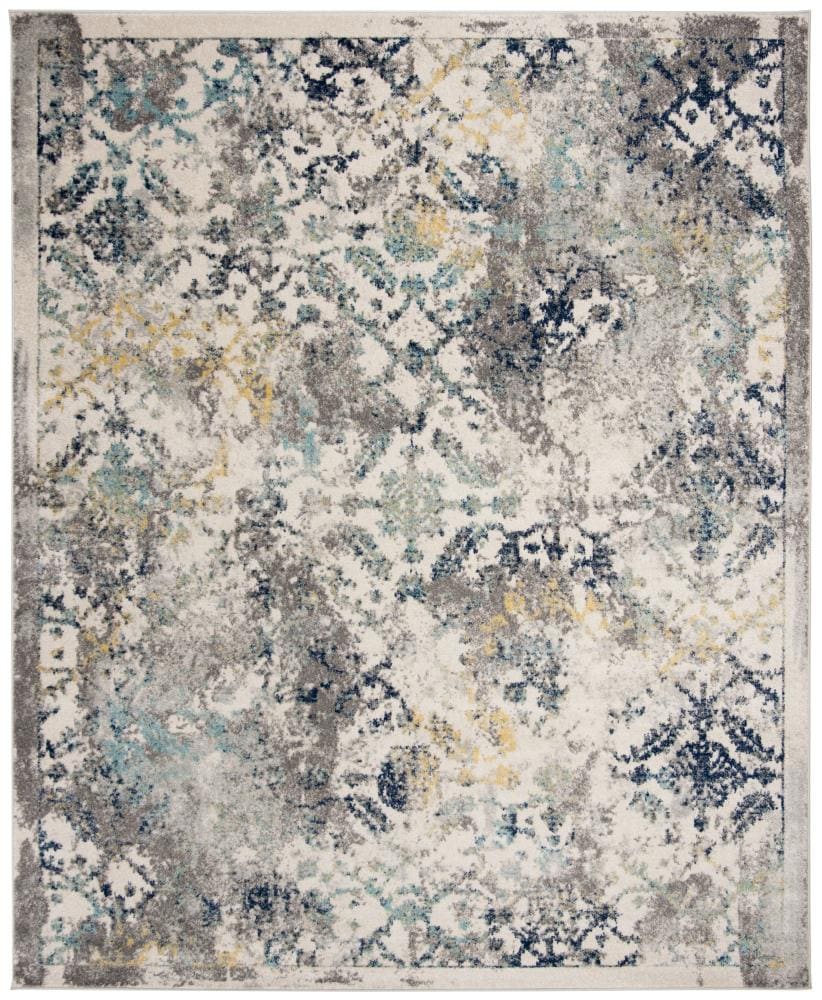 Safavieh MAD159M-8 Madison Nous 8 x 10 (ft) Loomed Polypropylene Ivory/Blue Rectangular Indoor Distressed/Overdyed Vintage Area rug