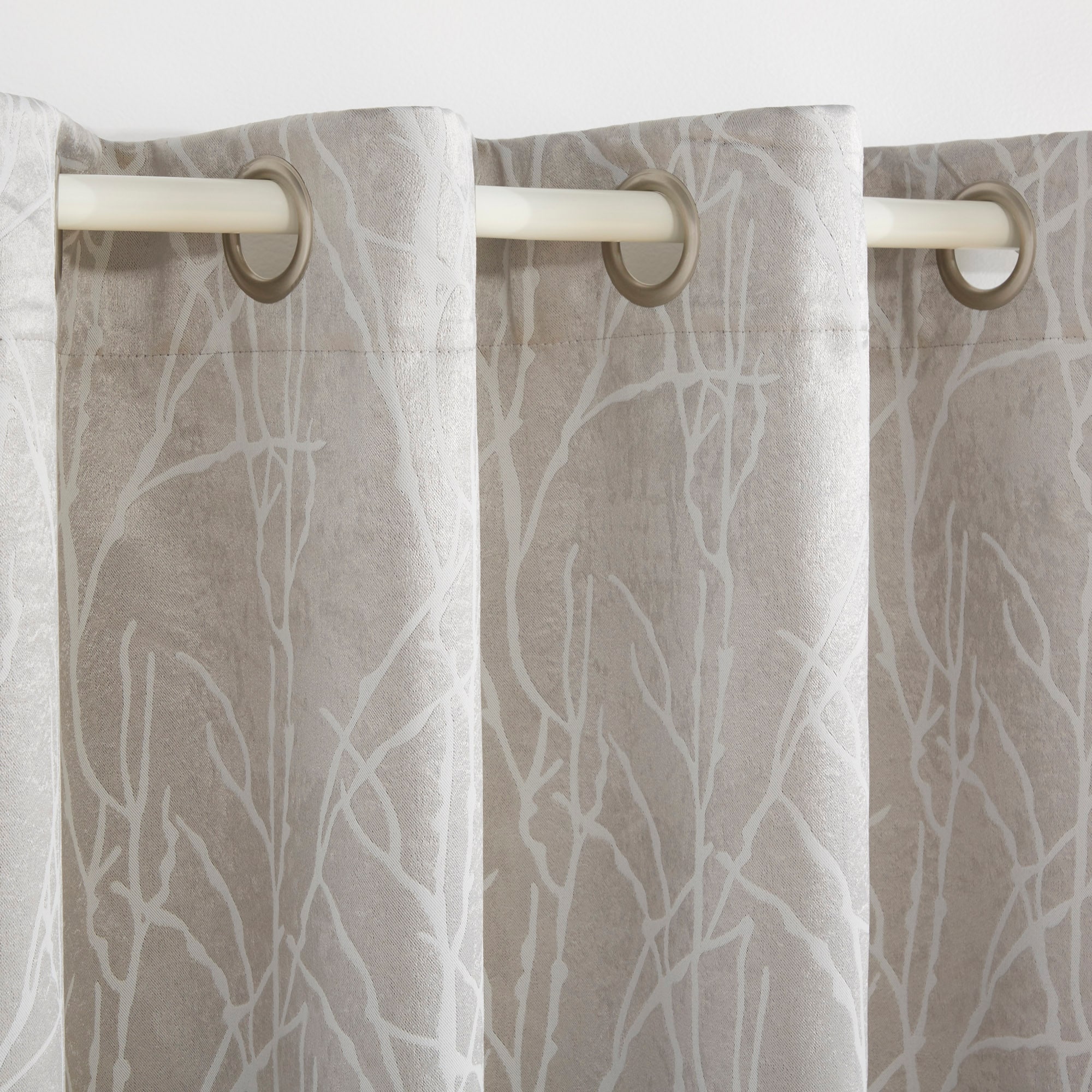 Silver Polyester Room Darkening Grommet Curtain Panels
