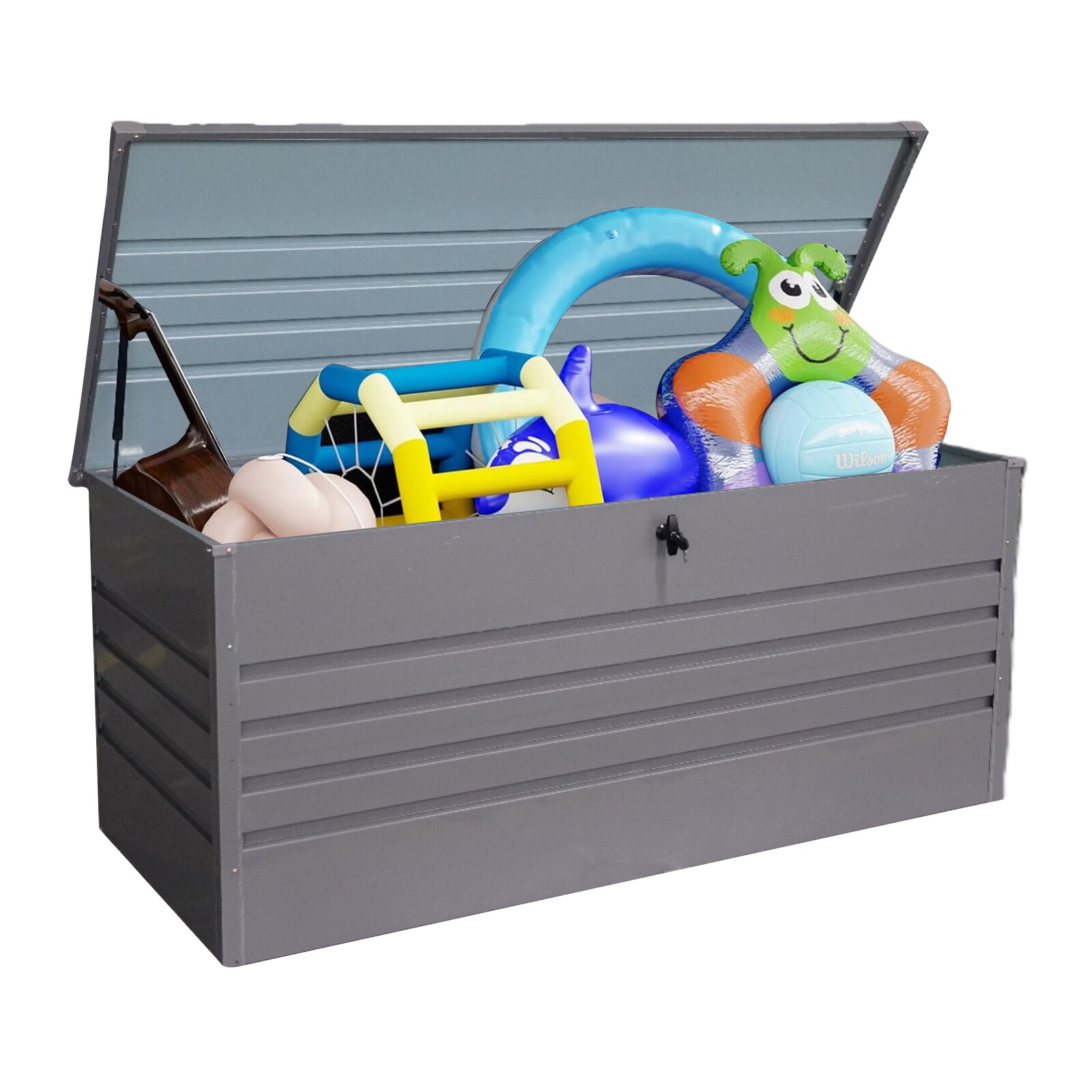 Vynxaria - 260 Gallon Metal Outdoor Deck Box Waterproof Patio Storage Box with Lockable for Patio...