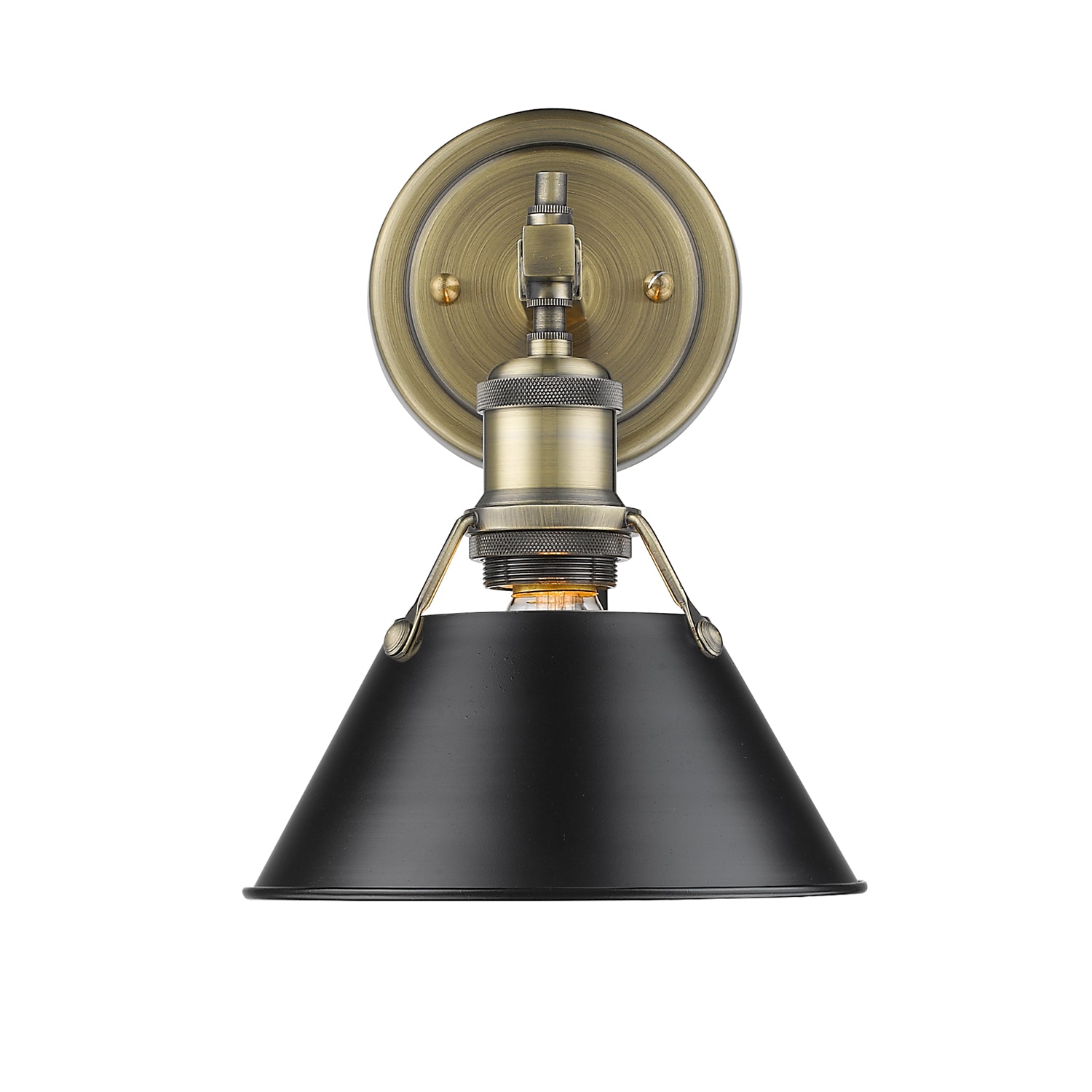 Golden Lighting 3306-BA1 AB-BLK Orwell 7.5-in 1 -Light Brushed Gold Industrial Vanity light