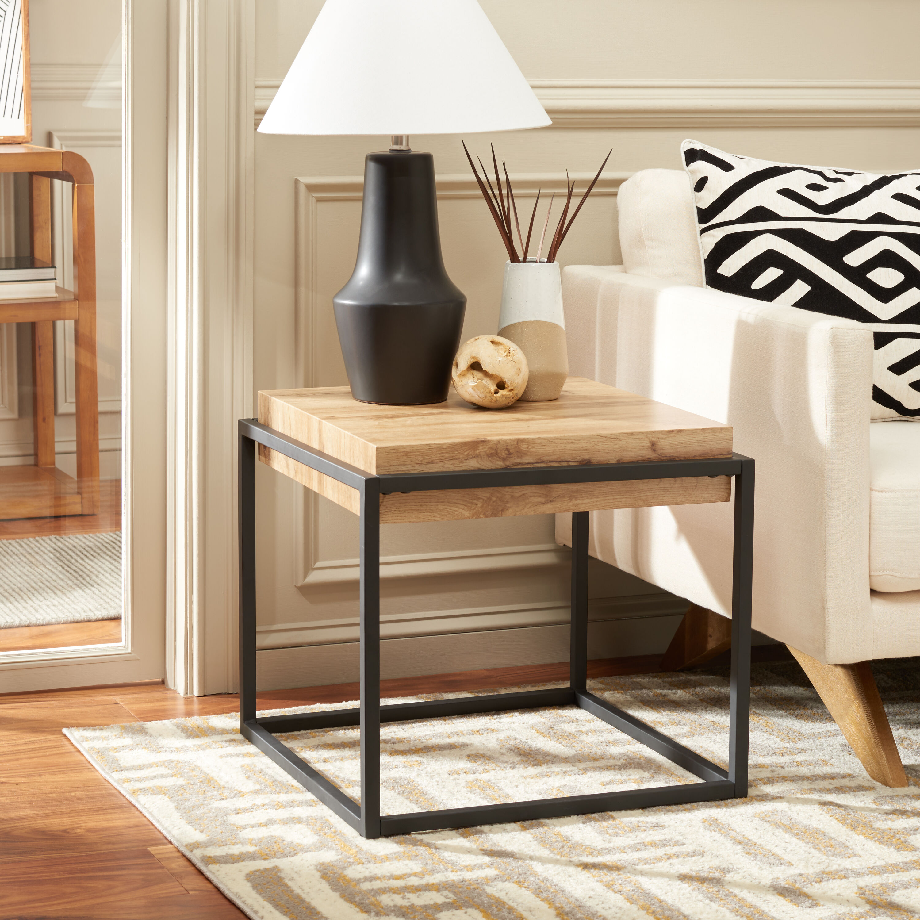 Safavieh ACC7004A Edgefield Modern Paper Veneer For Top And Powder Coating For Tube Accent Table Set