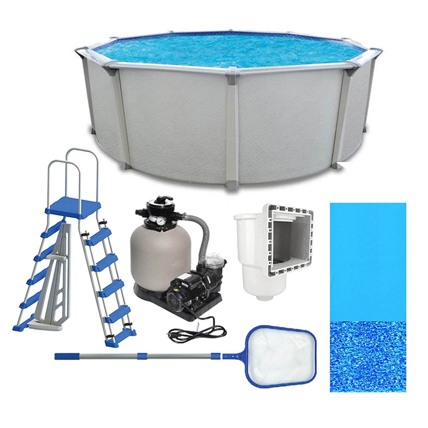 Aquarian 182594 21-ft x 21-ft x 52-in Steel Wall Panels Round Above-Ground Pool with Filter Pump and Ladder
