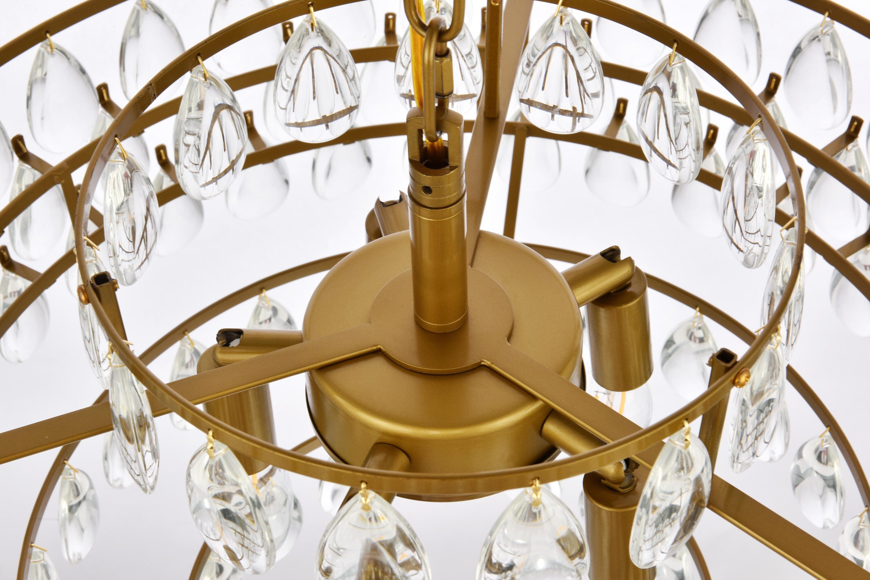 Elegant Brass and Crystal 5-Light Pendant Chandelier