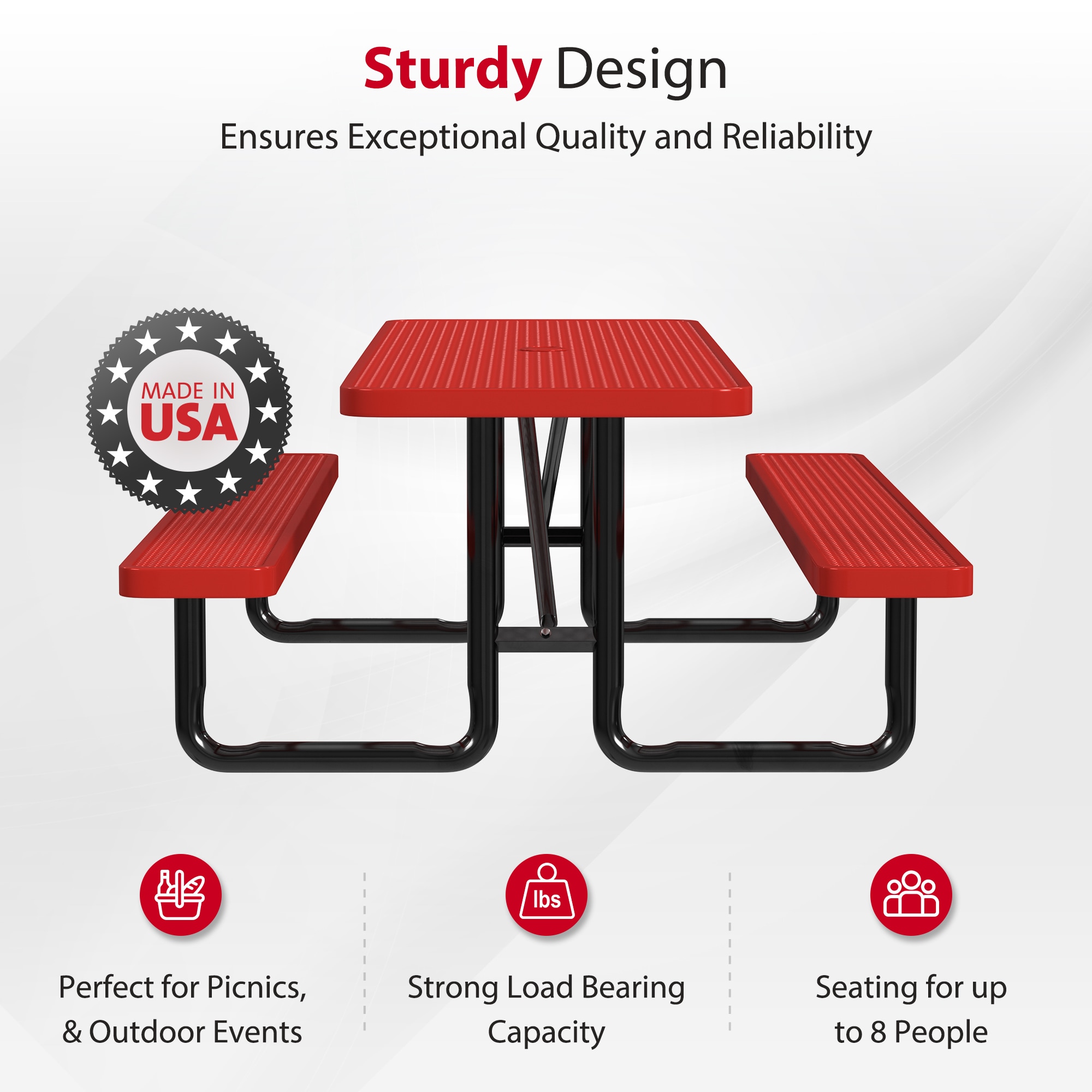 LeisureCraft T8XPP-RED Picnic-Tables - View #3