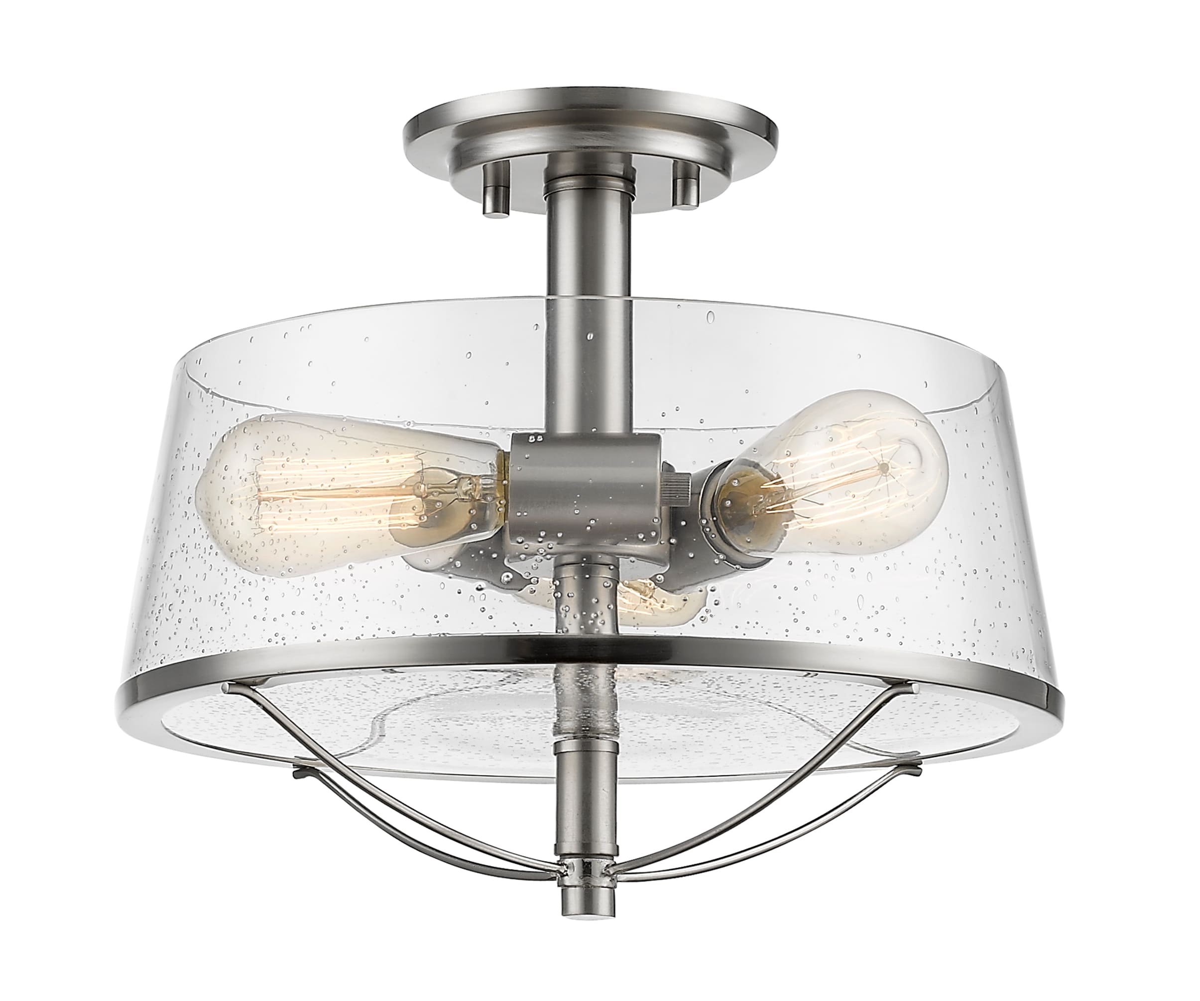 Z-Lite 444SF-BN Mariner 1 -Light 13.375-in Brushed Nickel Semi Flush Mount Light