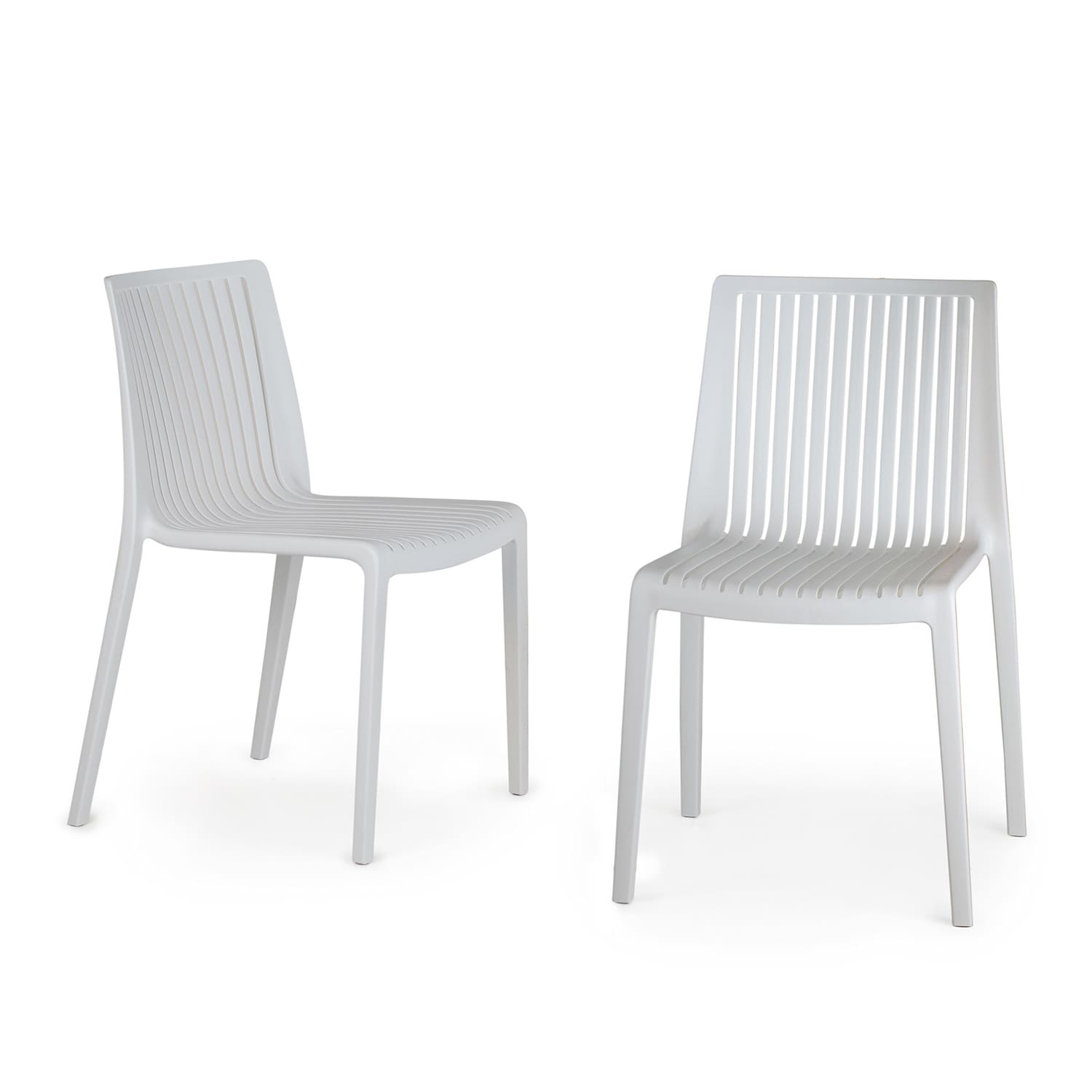 World Rug Gallery CO8054WHITE2 SeriesW1 Set of 2 Stackable White Resin Frame Stationary Dining Chair with Solid Seat