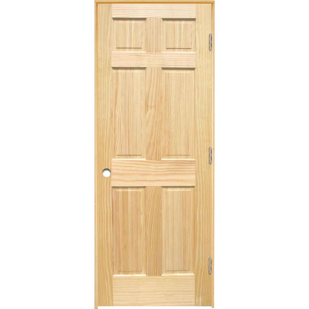 American Building Supply 36 In X 80 In Unfinished 6 Panel Solid Core Unfinished Pine Wood Left Hand Inswing Single Prehung Interior Door In The Prehung Interior Doors Department At Lowes Com