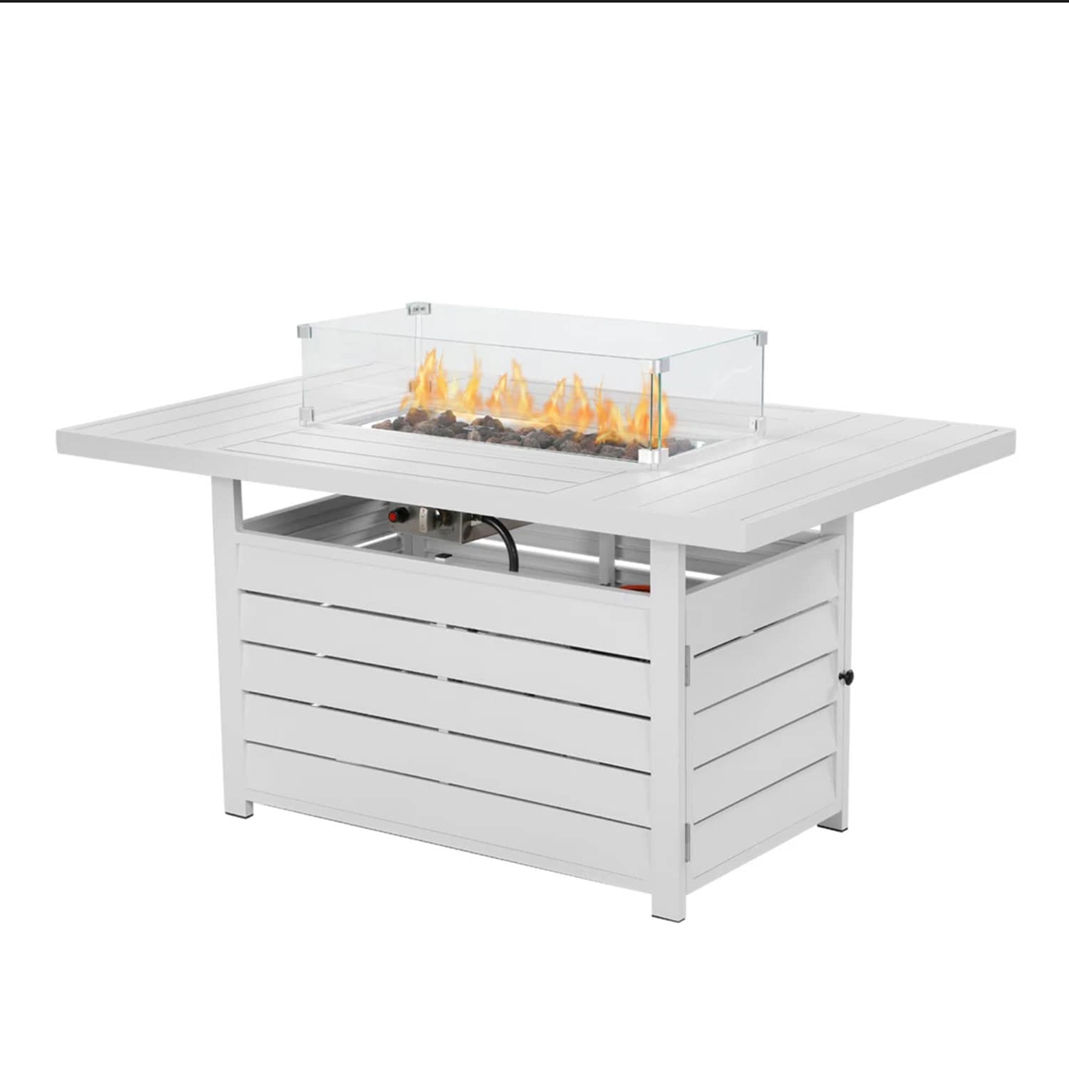 Mondawe - 54.3-in W 50000 Maximum BTUs Aluminum Rectangle Portable Liquid propane Fire pit table