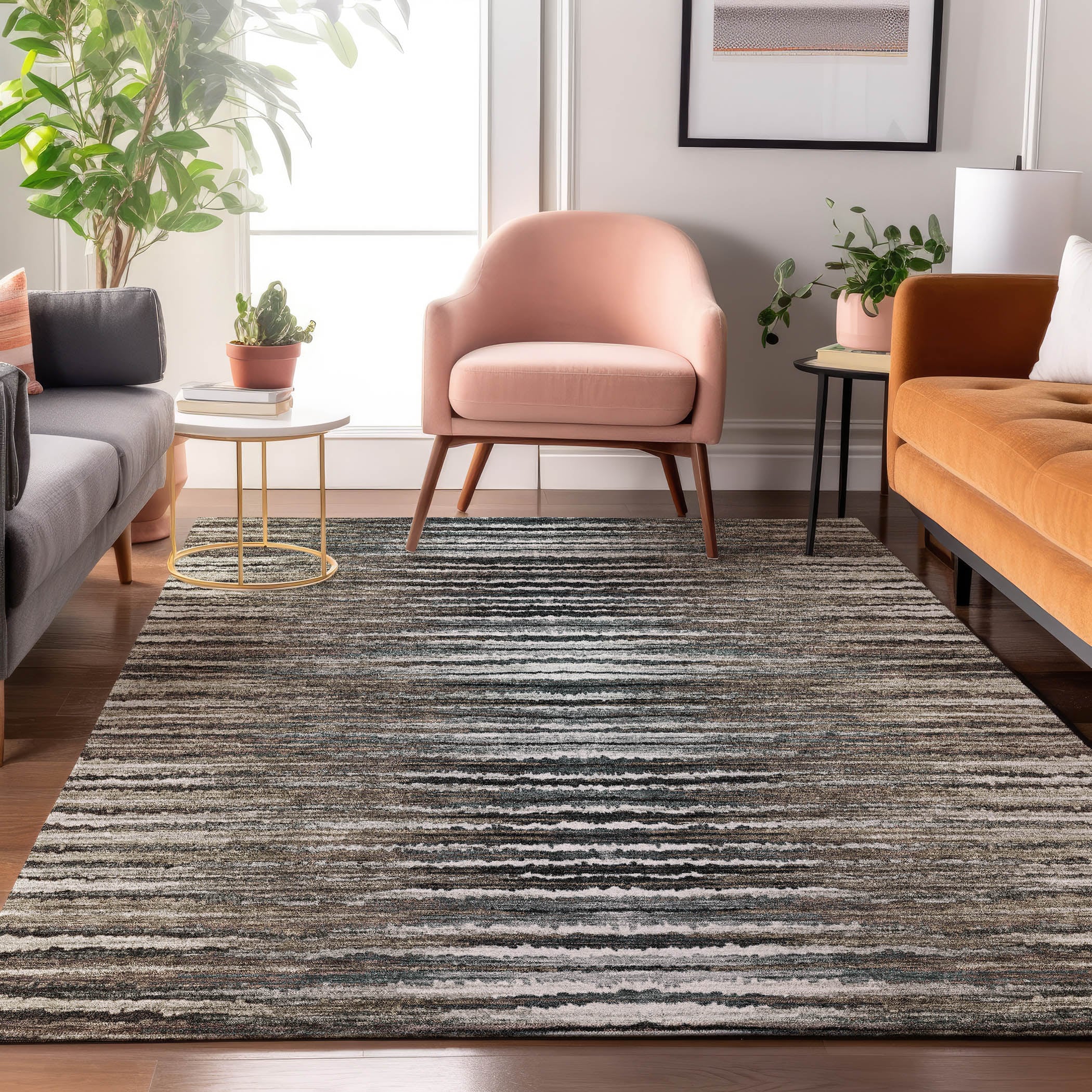 Addison Rugs AMF604BR30X46 Mayfield AMF604BR 2 x 3 (ft) Loomed Polyester Brown Rectangular Indoor Geometric Machine washable Area rug