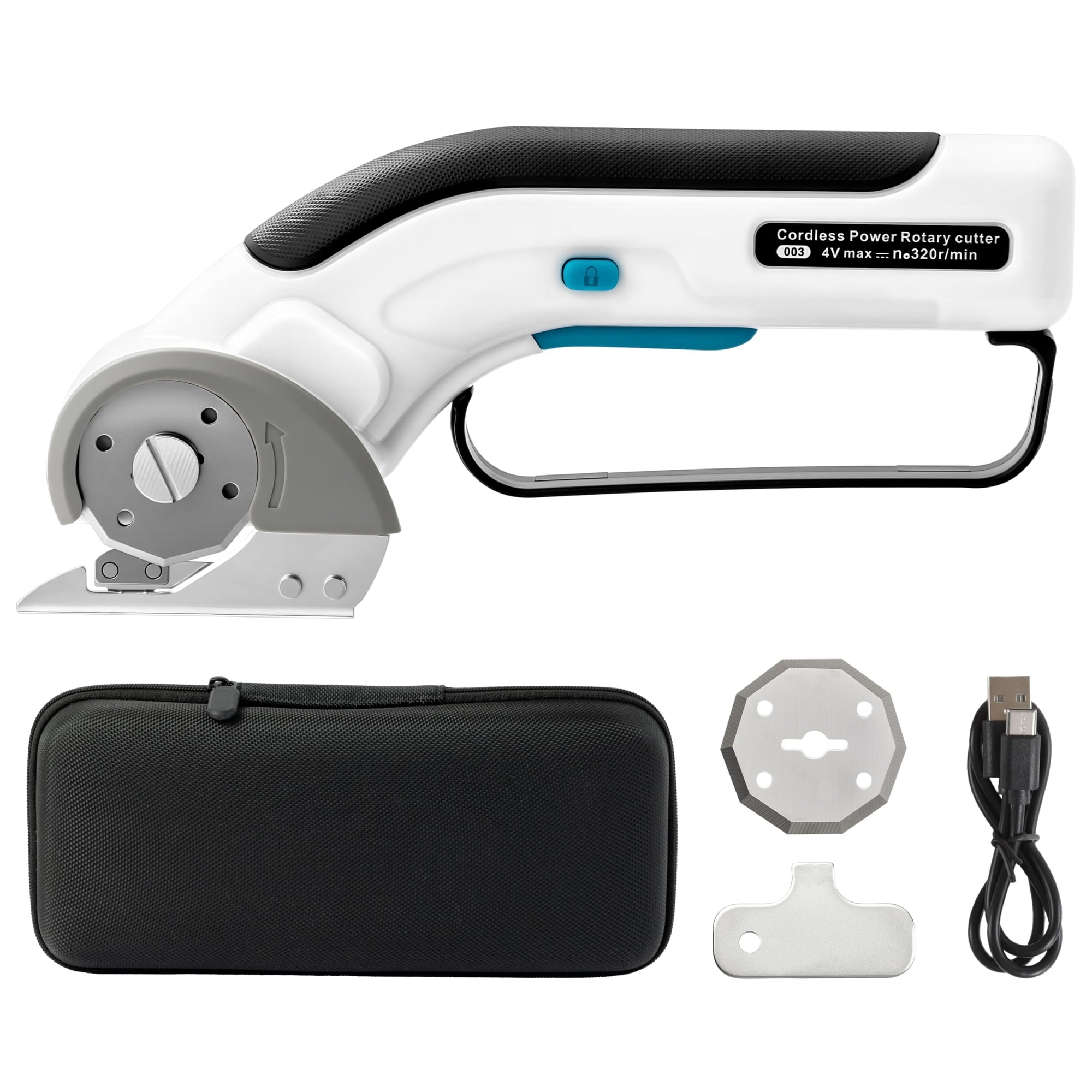 KHKFY Electric Scissors Set Cordless Cardboard Cutter with Type-C Charging Cord Replacement Blades Storage Case Rotary Cutter for Paper Fabric #LKH0821H139
