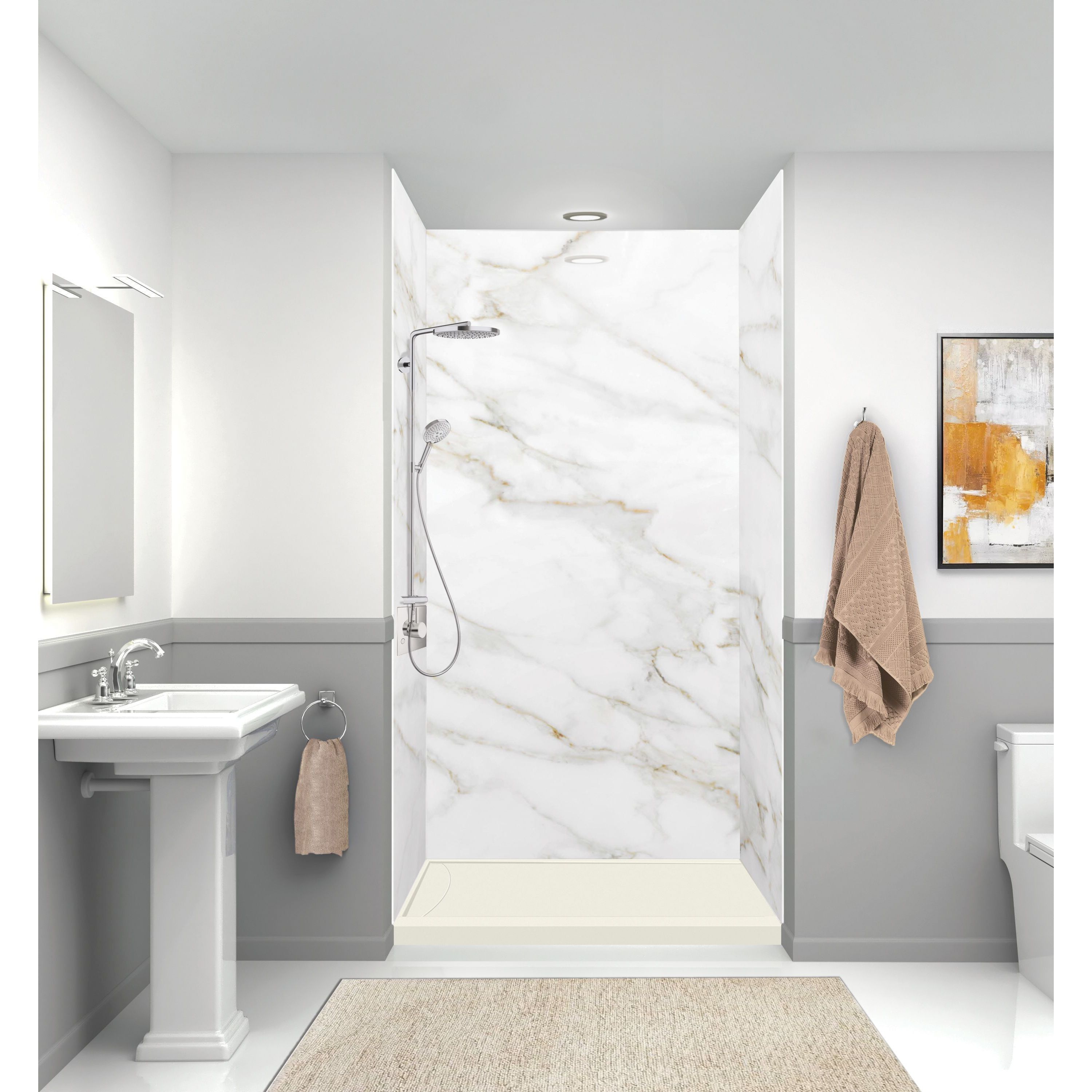 Transolid FSL4834L-02 34-in W x 48-in L Cameo Single Threshold Rectangle Shower Pan Base with 2-in H Threshold (Left Drain)