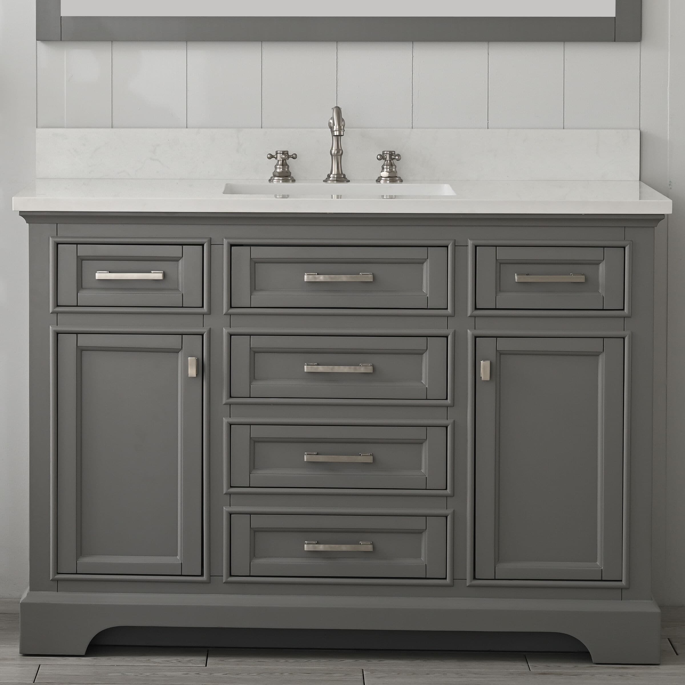 Design Element ML-48-GY Milano 48-in Gray Undermount Single Sink Bathroom Vanity with White Quartz Top
