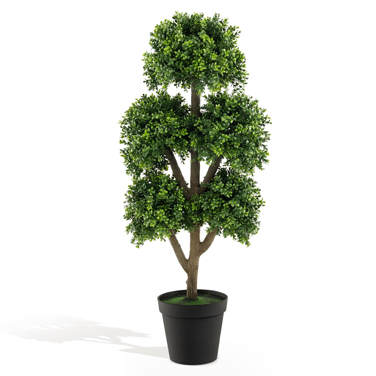 Slickblue - 45 Inch Green Artificial Boxwood Topiary Ball Tree Indoor Outdoor Living Room Office ...