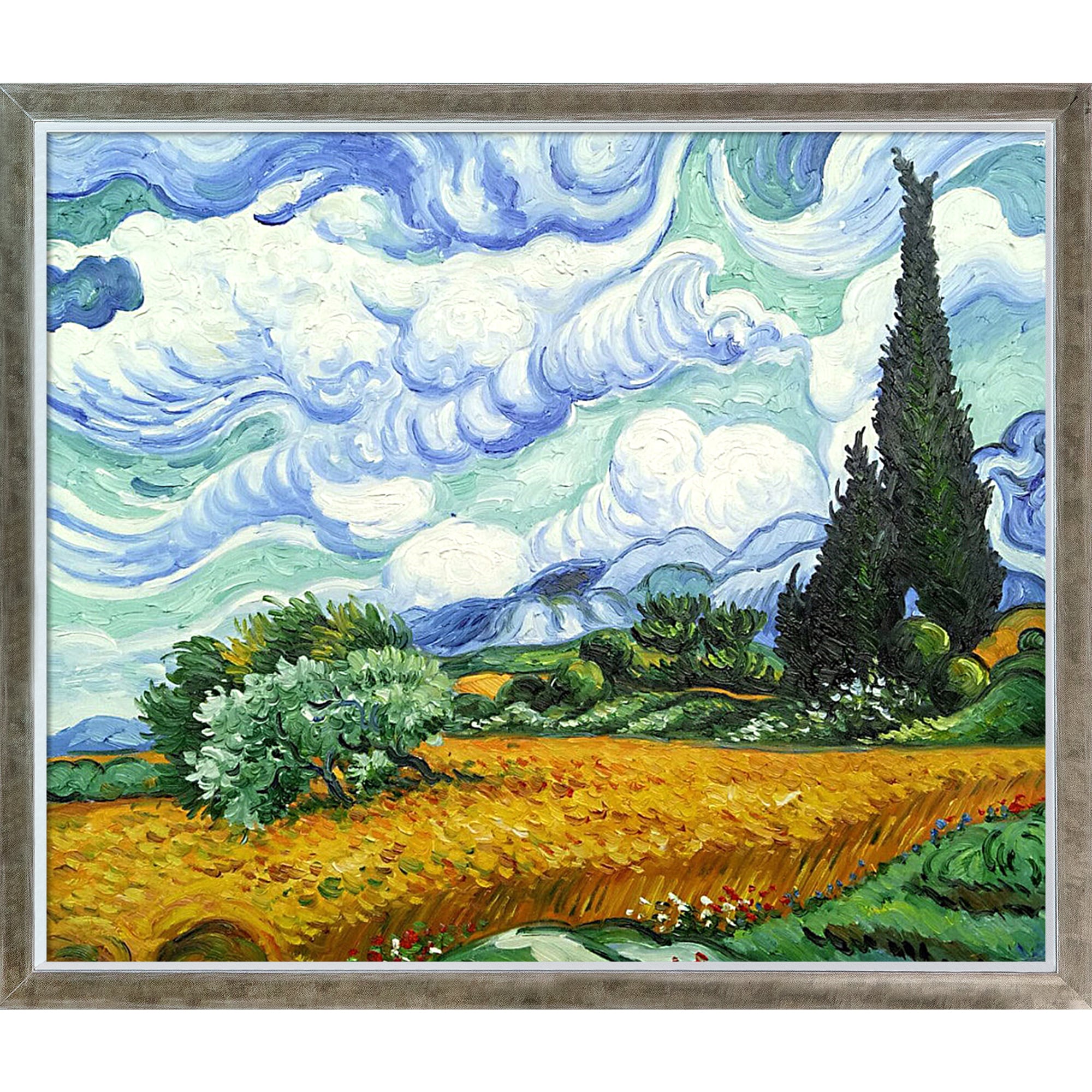 La Pastiche Wheat Field with Cypresses Vincent Van Gogh Framed 