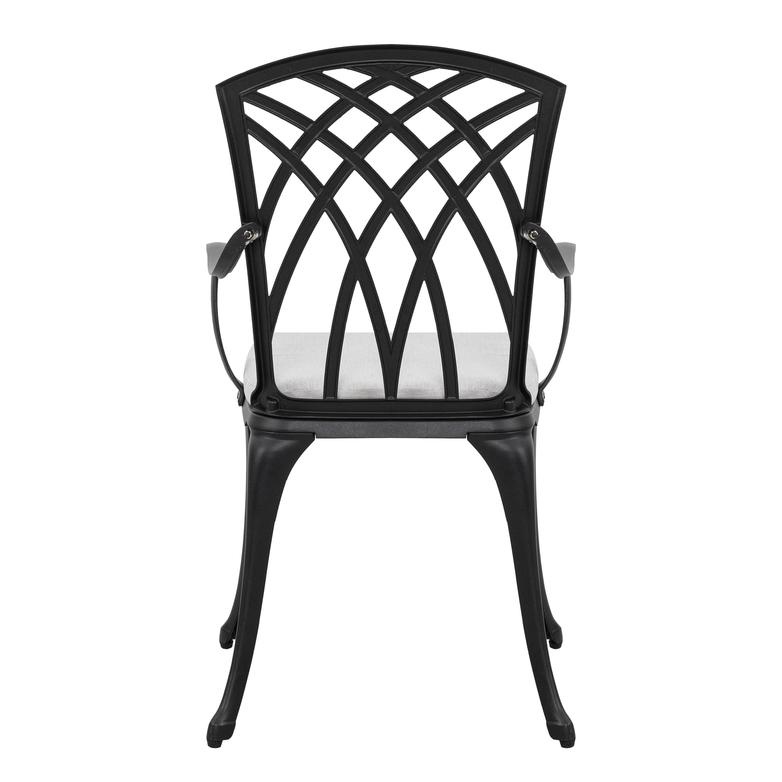 Black Cast Aluminum 3-Piece Bistro Set with Grey Cushions