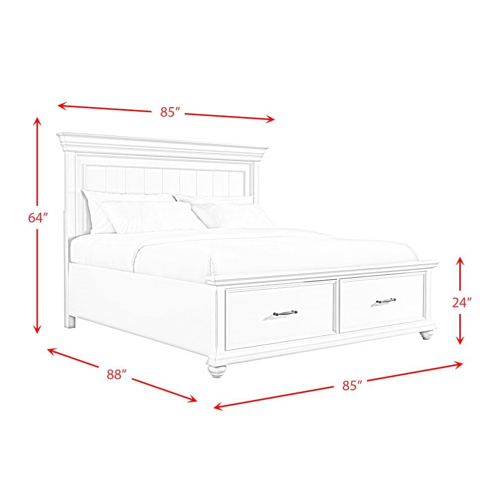 White King Transitional Wood Storage Bed with Headboard and Drawers