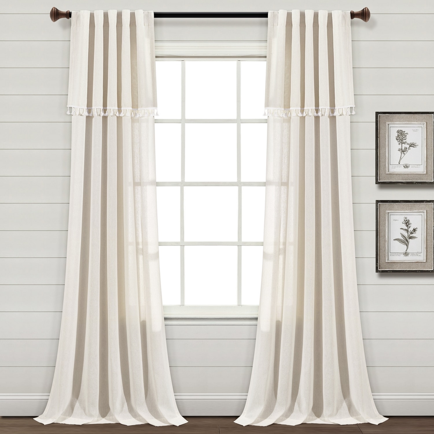 Lush Decor 16T006188 84-Inches Light Linen Back tab Curtain panel pair