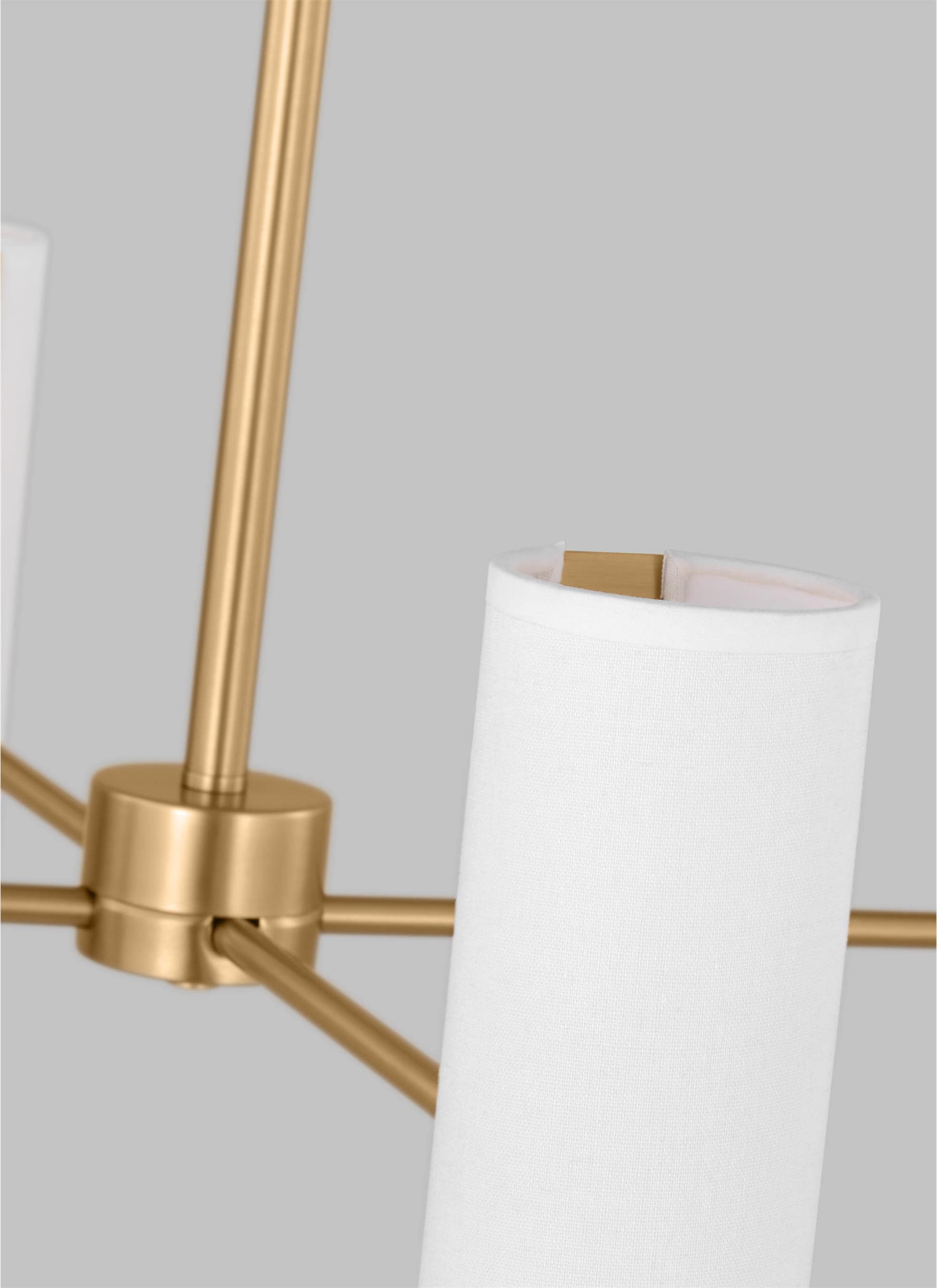 Satin Brass 8-Light Chandelier with White Linen Shades