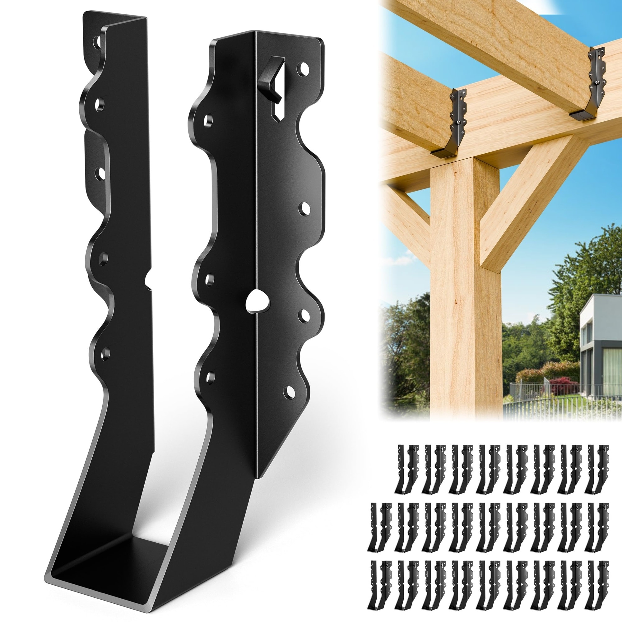 Phyfalip 25 pcs Black 2x8 Joist Hanger 18 Gauge Galvanized Steel Face Mount Hurricane Tie Bracket for Floor Deck Ceiling Joist Connection #LPF0502Z58
