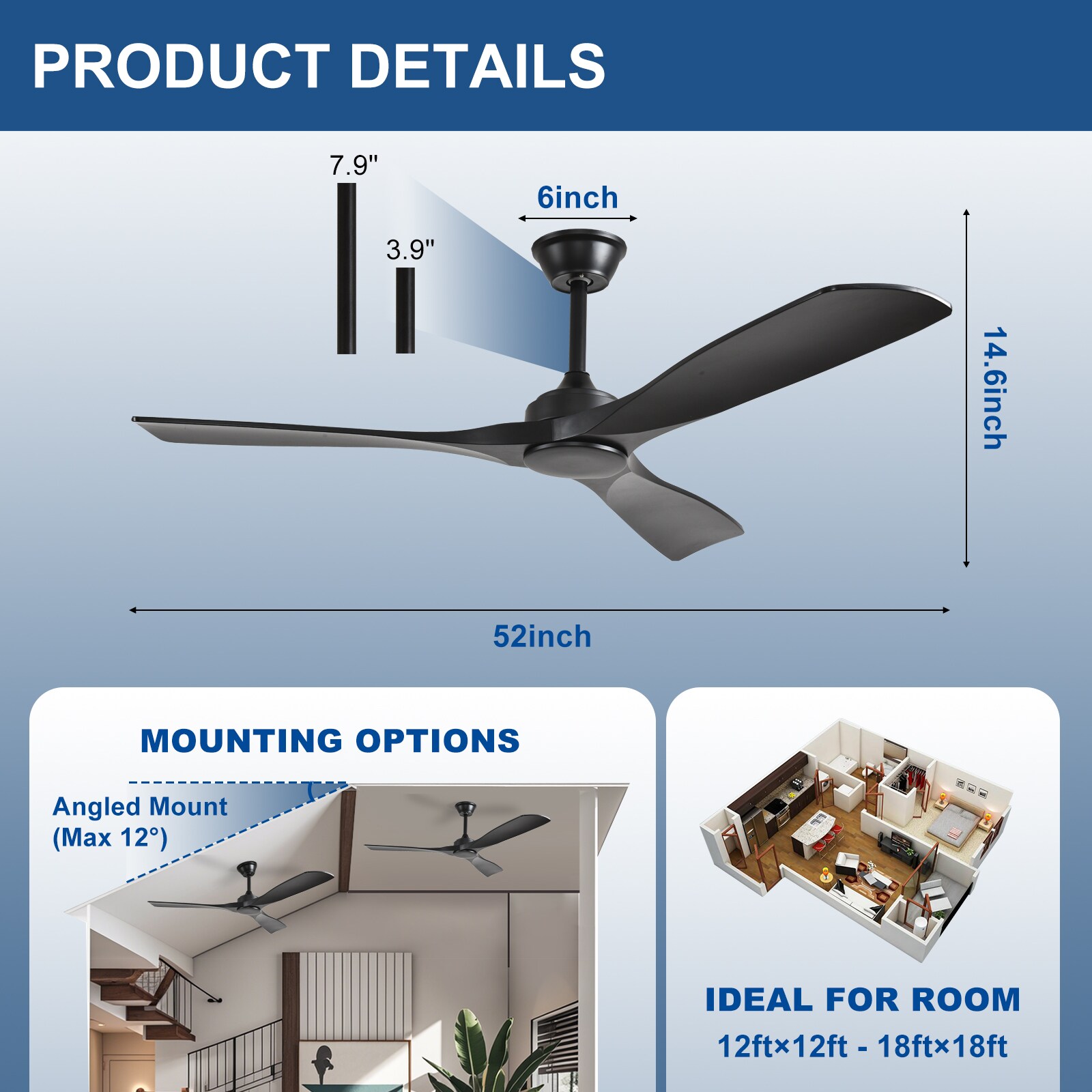 Dovanpaul 180-18B-BK-LW Ceiling-Fans - View #3