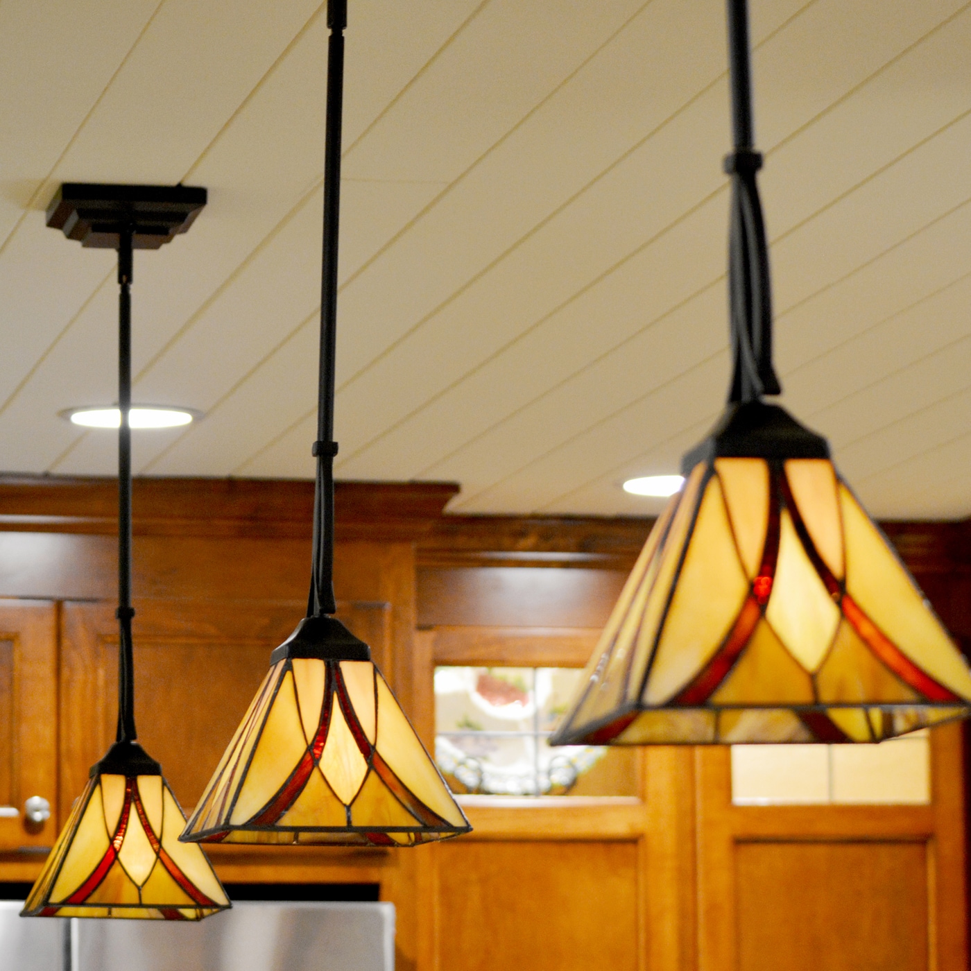 Asheville Valiant Bronze Tiffany Glass Mini Pendant Light