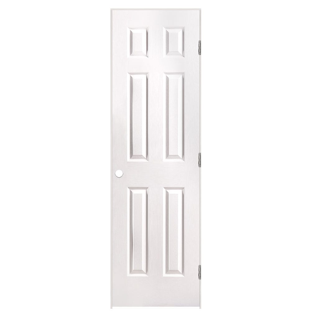 Masonite 1316818 24-in x 80-in Primed Solid core 6-panel Left hand Textured Primed Molded composite Flat Jamb Single Prehung Interior Door