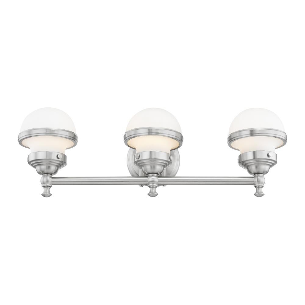 Sleek Brushed Nickel 3-Light Vanity with Satin Opal White Glass