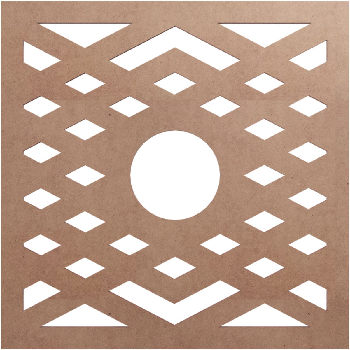 Ekena Millwork CMWP18X18X0250CHMF Chevron Fretwork Pierced 18-Inches W x 18-Inches L Architectural Paint Grade Wood Wood Whole Ceiling Medallion