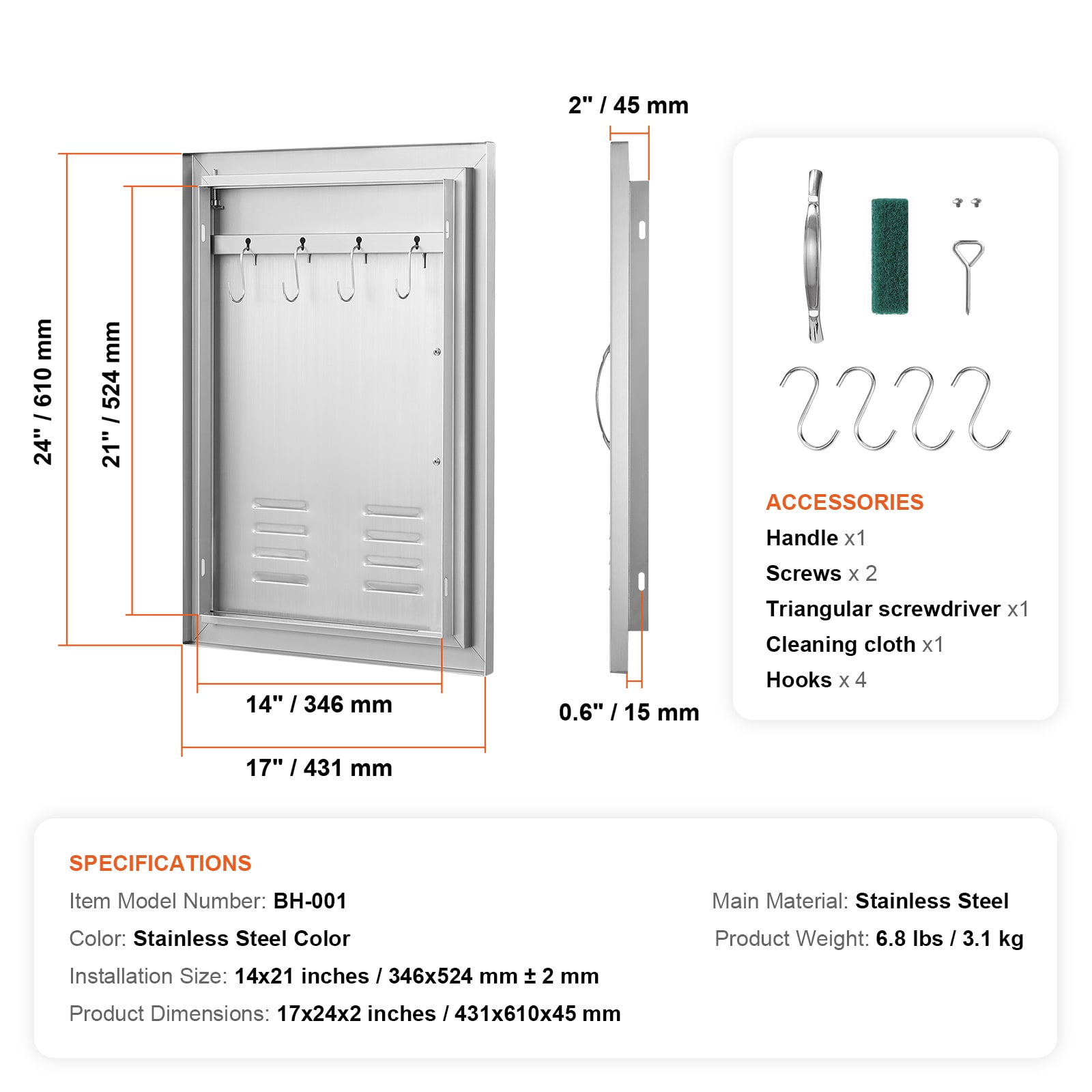 VEVOR DMMBSCJMYS174SL0UV0 Builtin-Grill-Cabinet-Parts - View #10