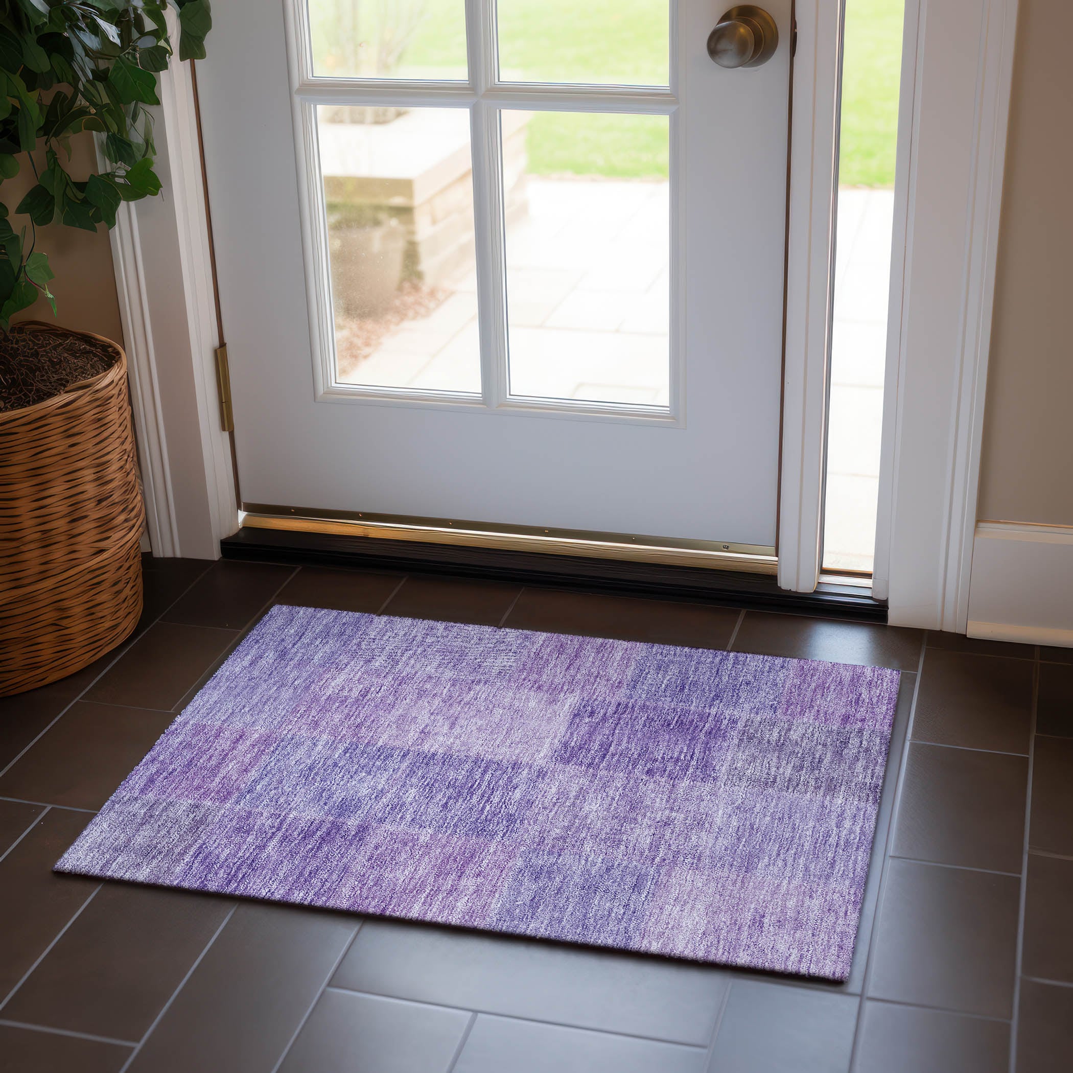 Lavender Patchwork Indoor/Outdoor Machine-Washable Area Rug