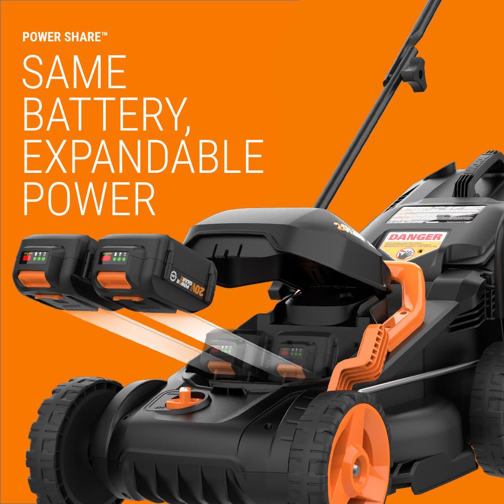 Worx 40V 17 Cordless Lawn Mower for Small Yards, 2-in-1 Battery Lawn Mower  Cuts Quiet, Compact & Lightweight Push Lawn Mower with 7-Position Height