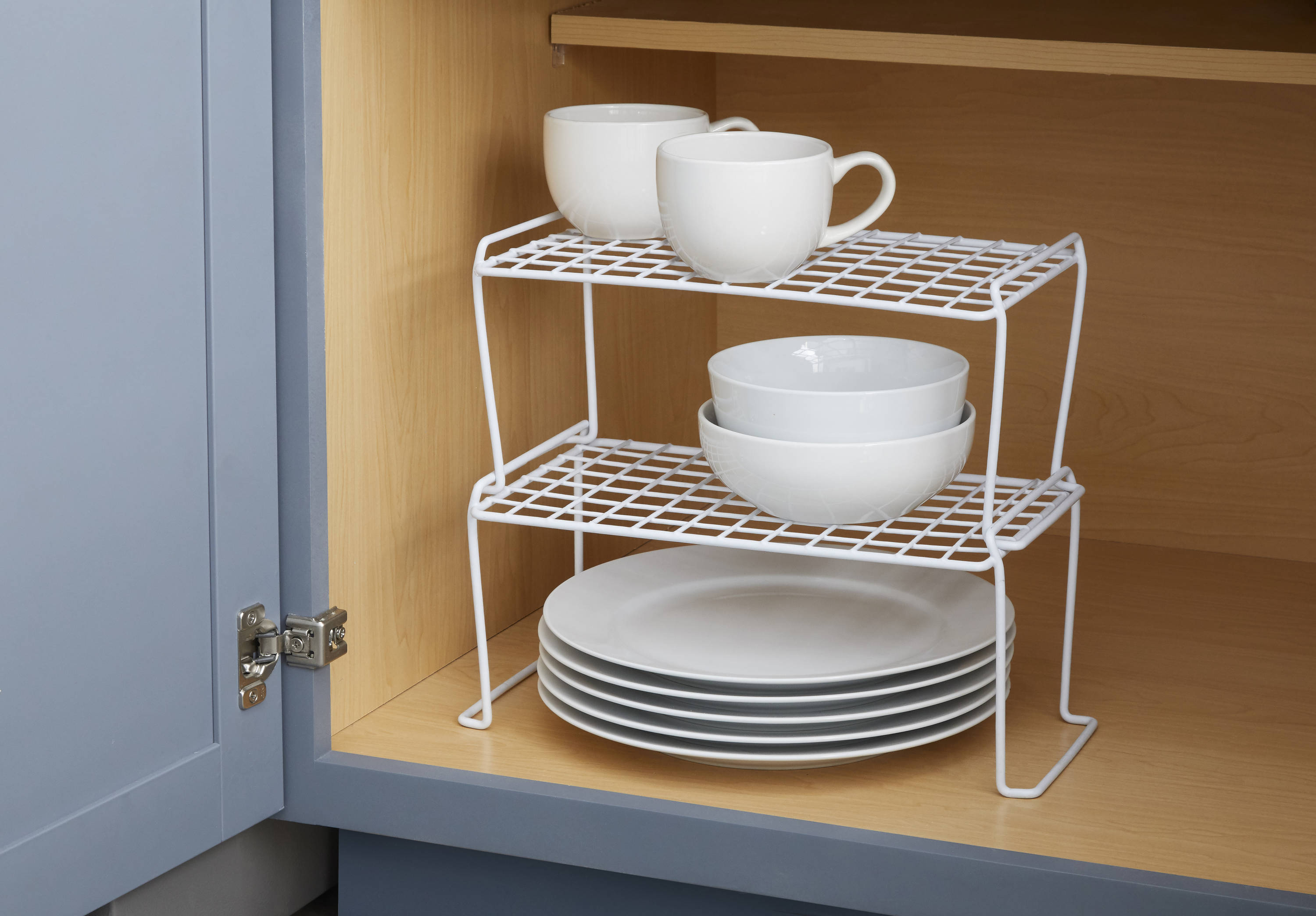Style Selections 13.58-in W x 6.1-in H 1-Tier Freestanding Metal Plate Rack in White | 45986EHLLG