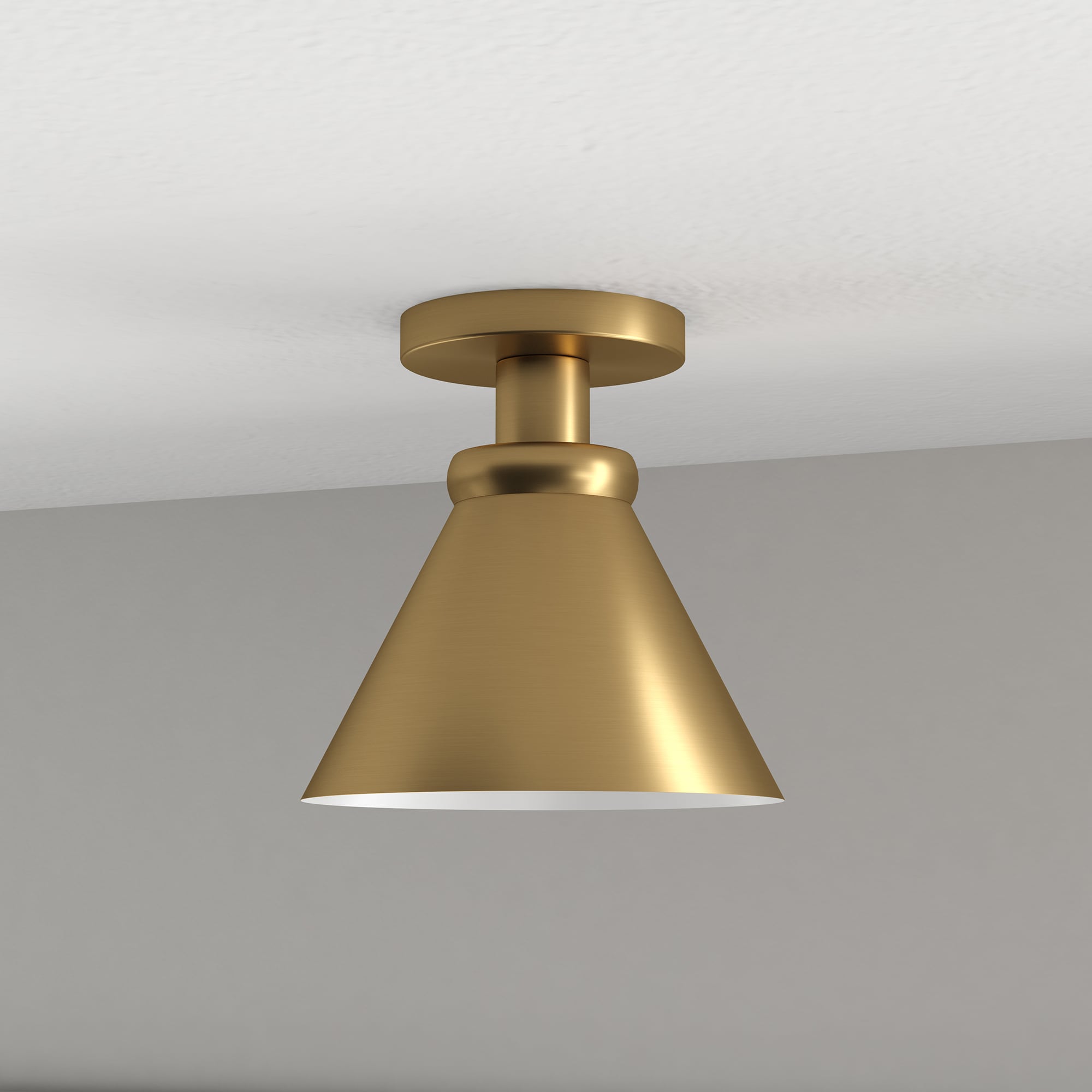 Hailey Home Zeno 1-Light 9-in Brushed Brass Semi-Flush mount light