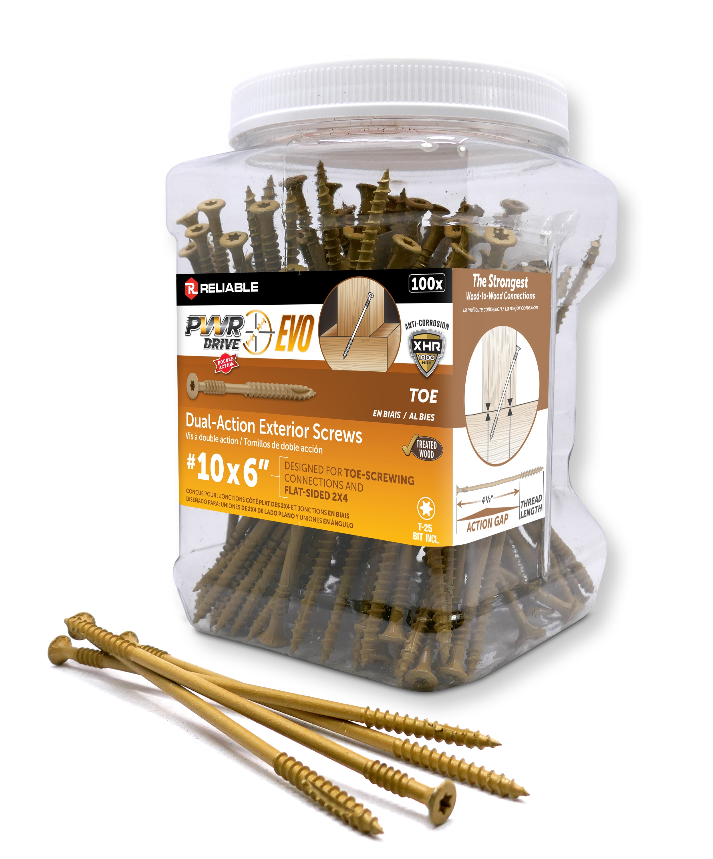 PWR DRIVE Reliable #10 x 6-in Wood to wood Deck Screws 100 -Per Box