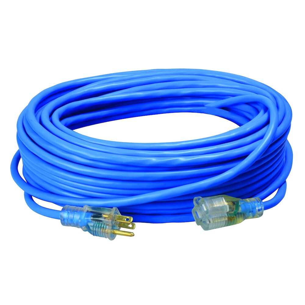 100-ft 14 / 3-Prong Indoor/Outdoor Sjtw Medium Duty Lighted Extension Cord in Blue | - Southwire 2469SW8806