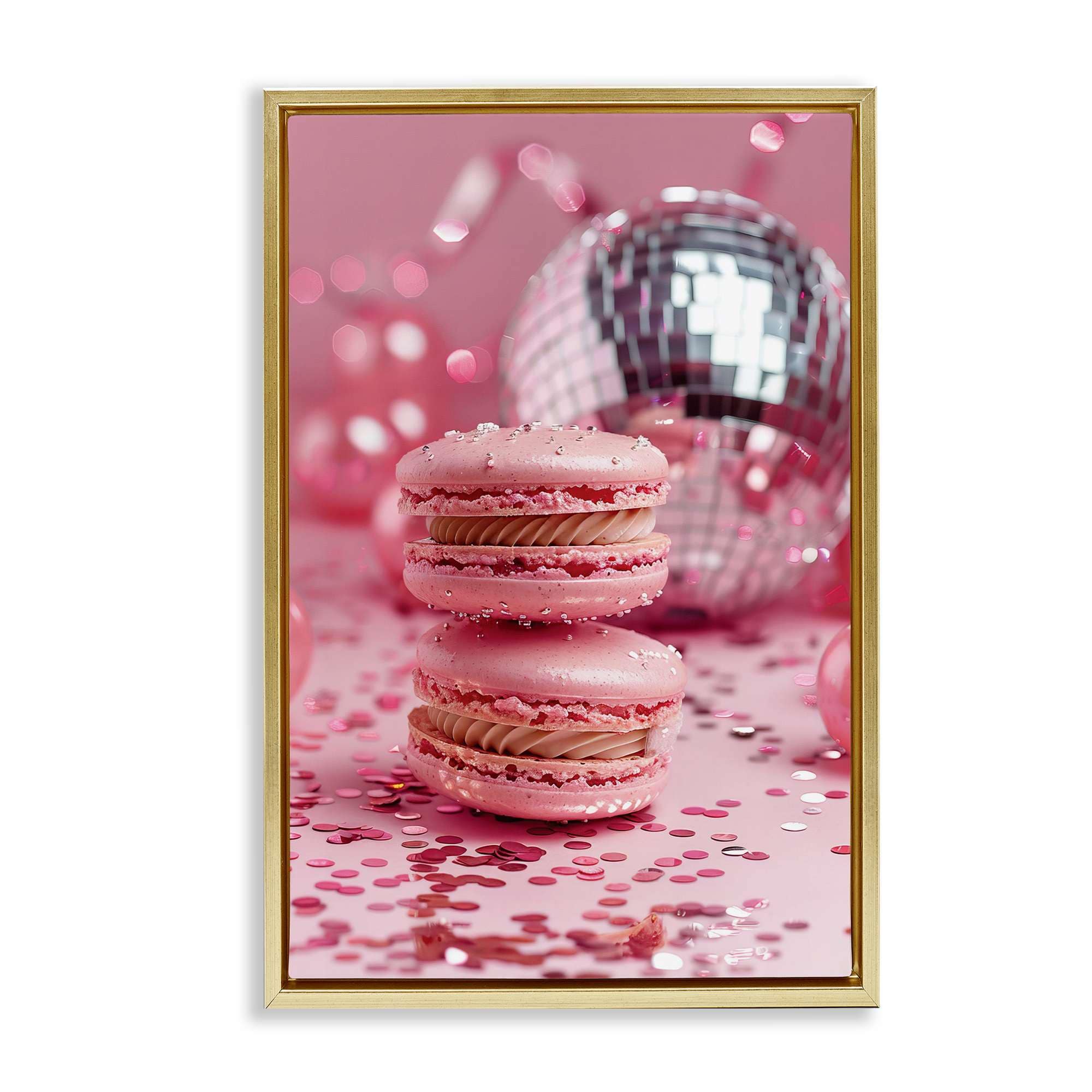 Stupell Industries BT-648-FFG-16X24 Pink Macaron Disco Floating Frame design by LSR Design Studio