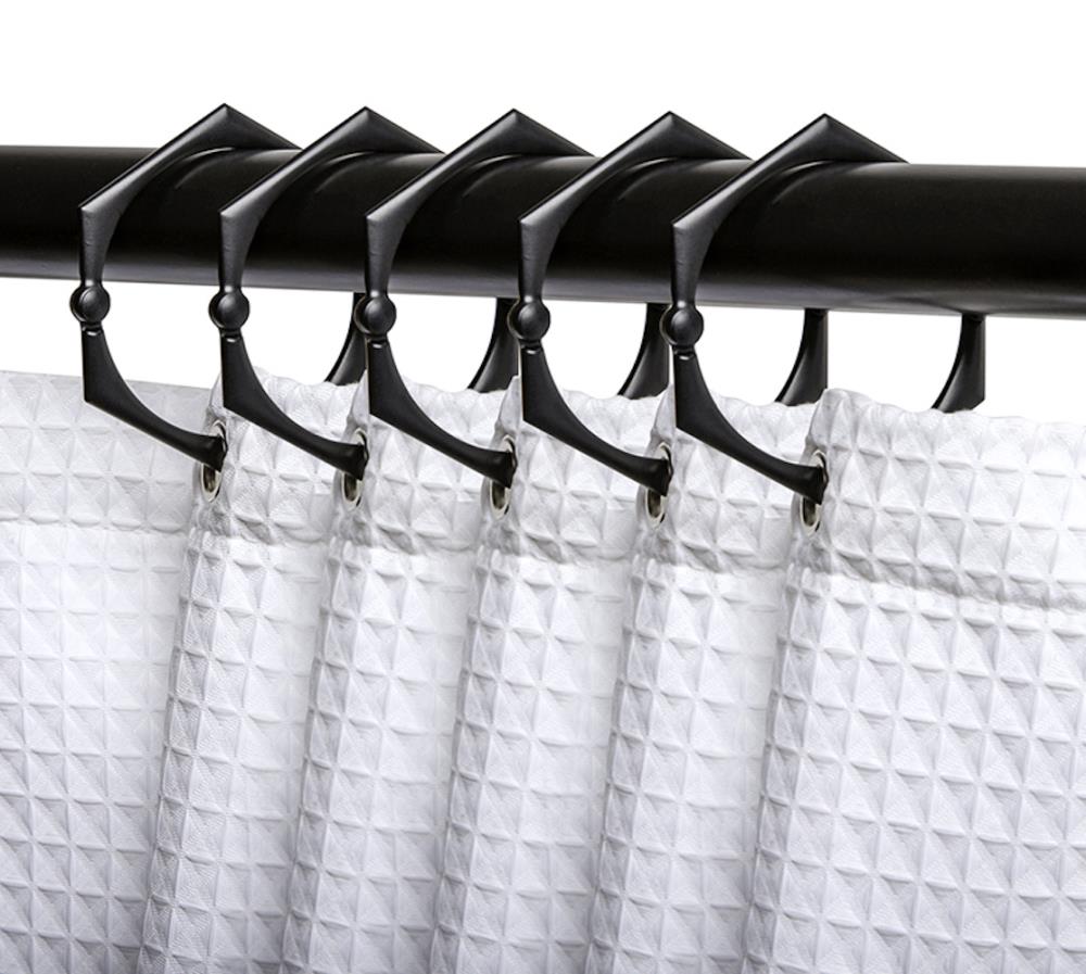 Shower Curtain Hooks Rings, Matte Black Shower Hooks for Curtain Double  Sided, S