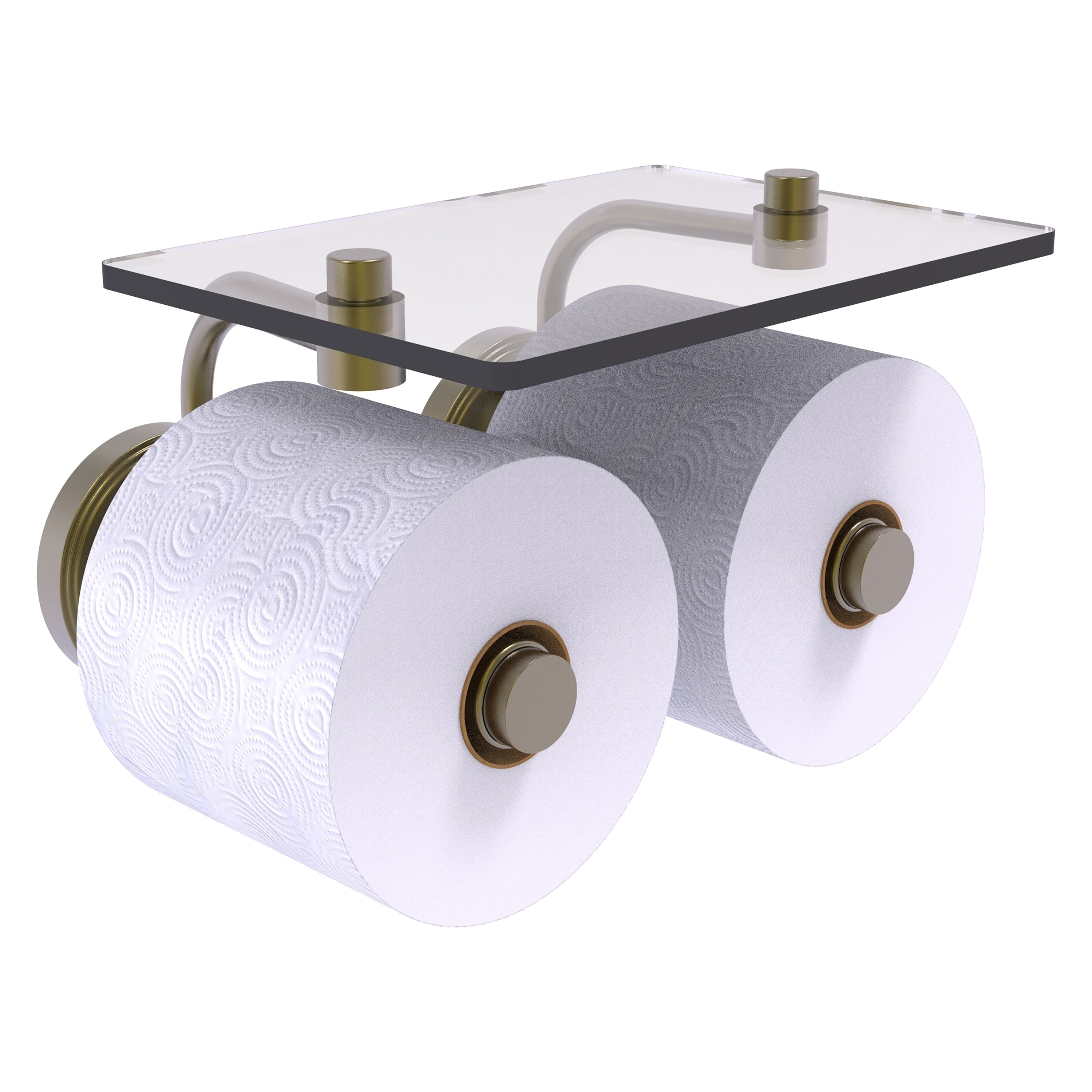 Allied Brass PR-24-2S-ABR Prestige Regal Antique Brass Wall mount Double post Toilet Paper Holder 2 -Rolls with Storage