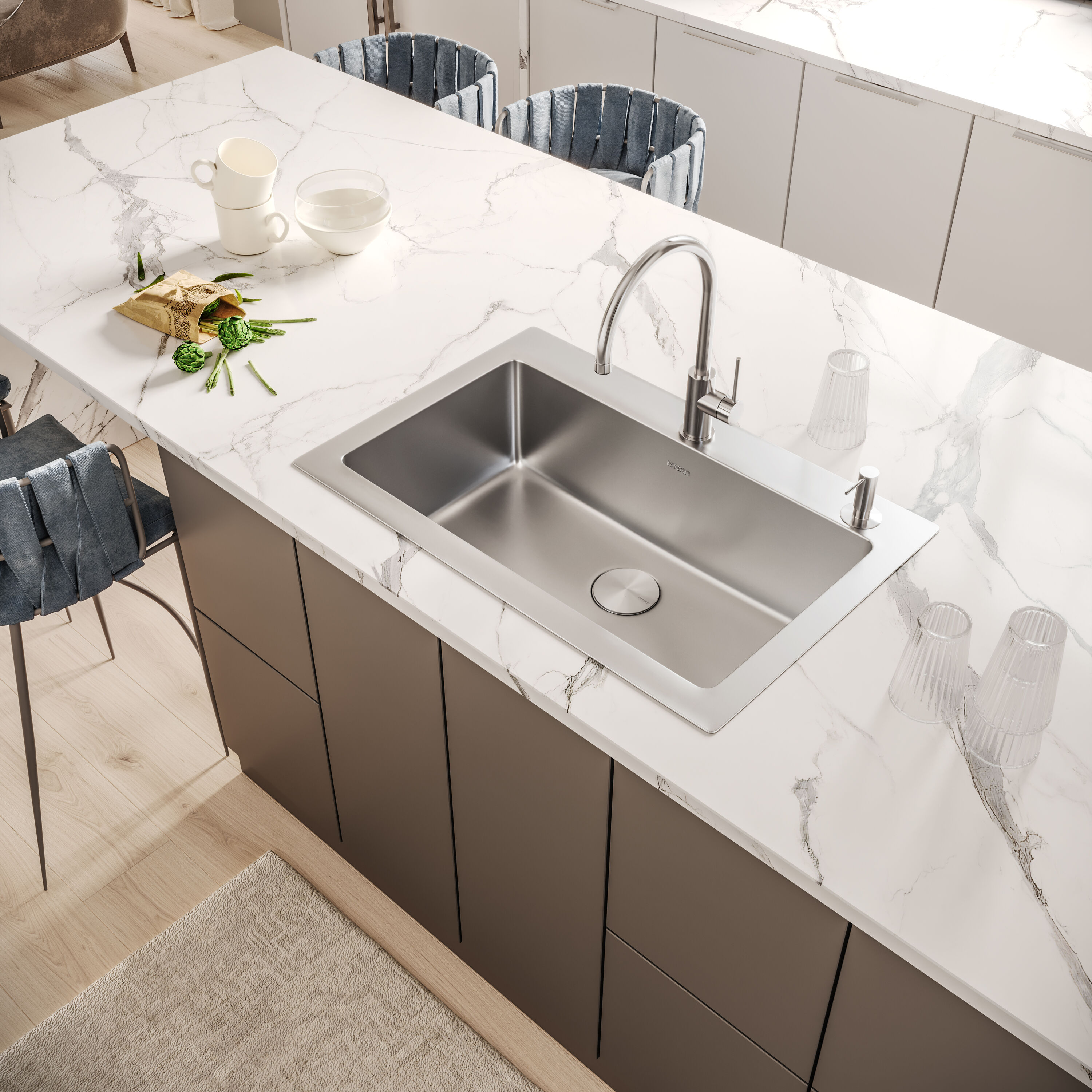 Ruvati 33 x 22 Inch Stainless Steel Drop-In Single Bowl Kitchen Sink