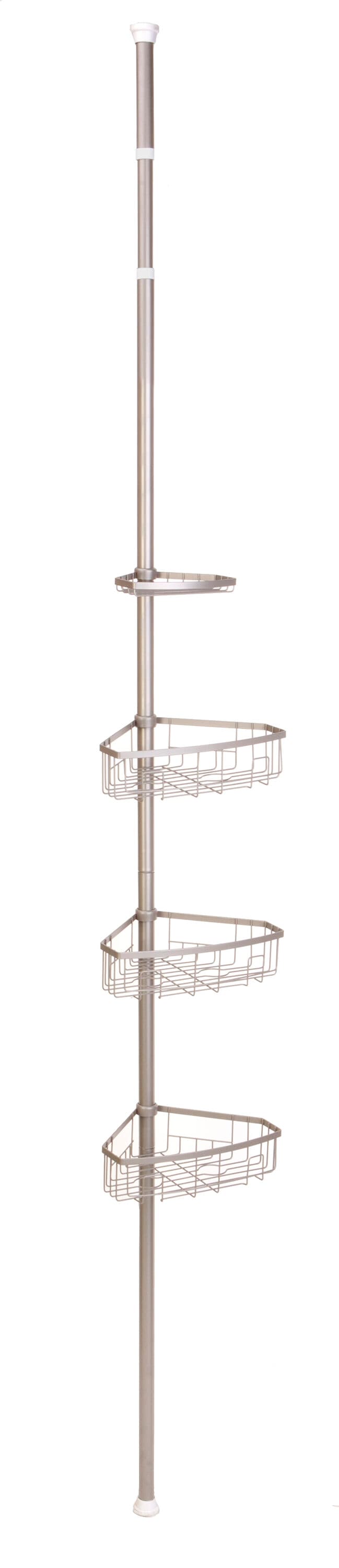 Style Selections Satin Nickel Steel 4-Shelf Tension Pole Freestanding Shower  Caddy 10.5-in x 8.5-in at