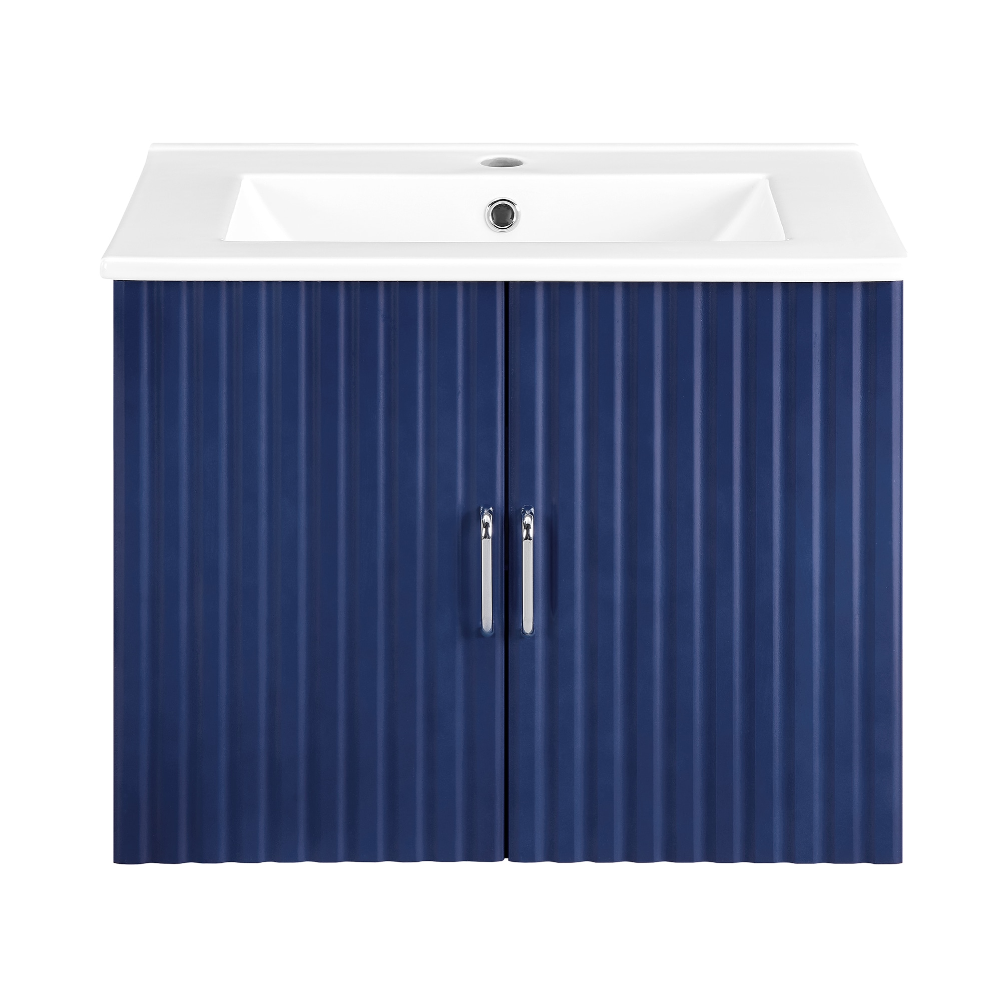 WELLFOR GIZHTH001 VZ 24-in Blue Single Sink Floating Bathroom Vanity with White Ceramic Top
