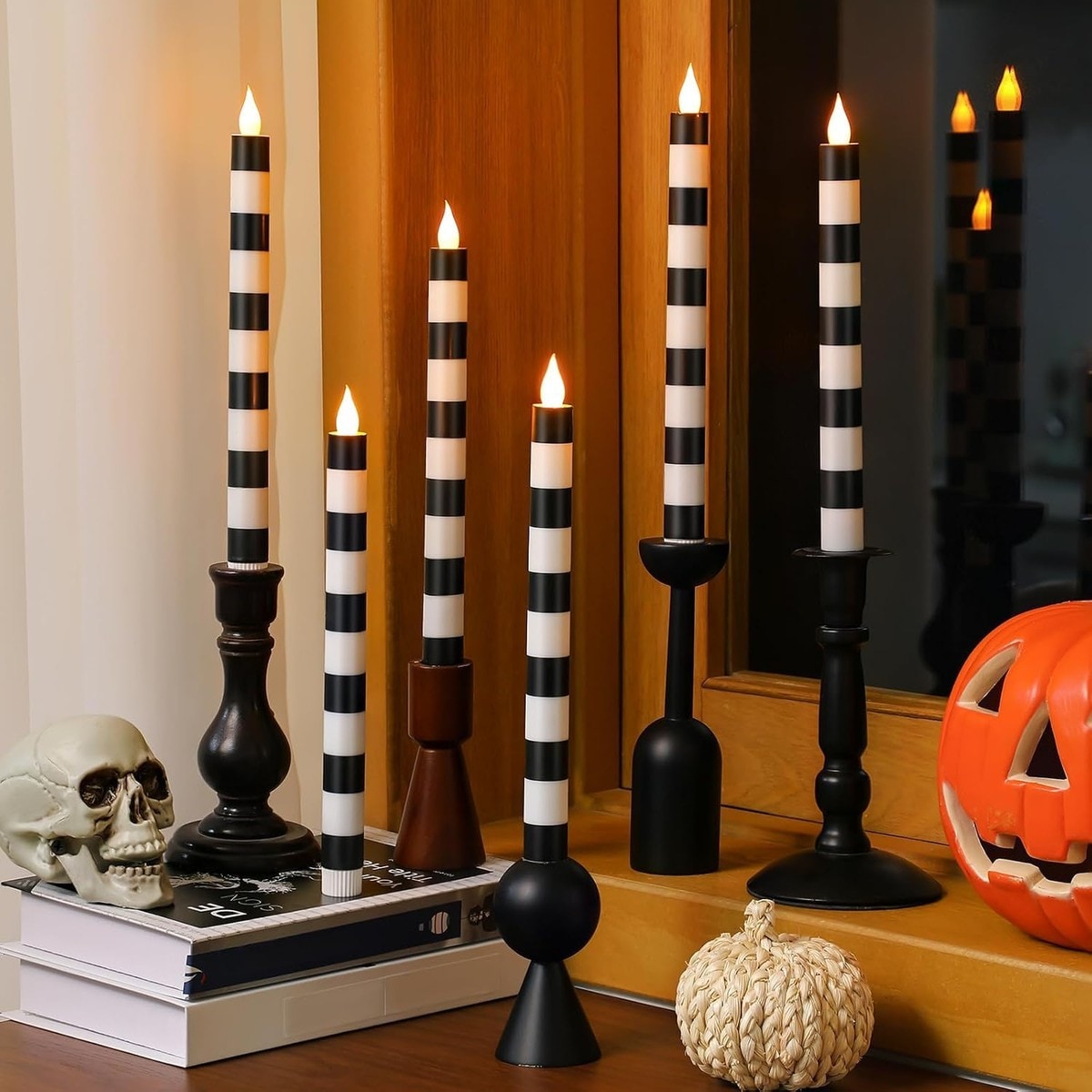 Haisijing 6 Pack Flameless Taper Candles 10.6 Inch Battery Operated LED
