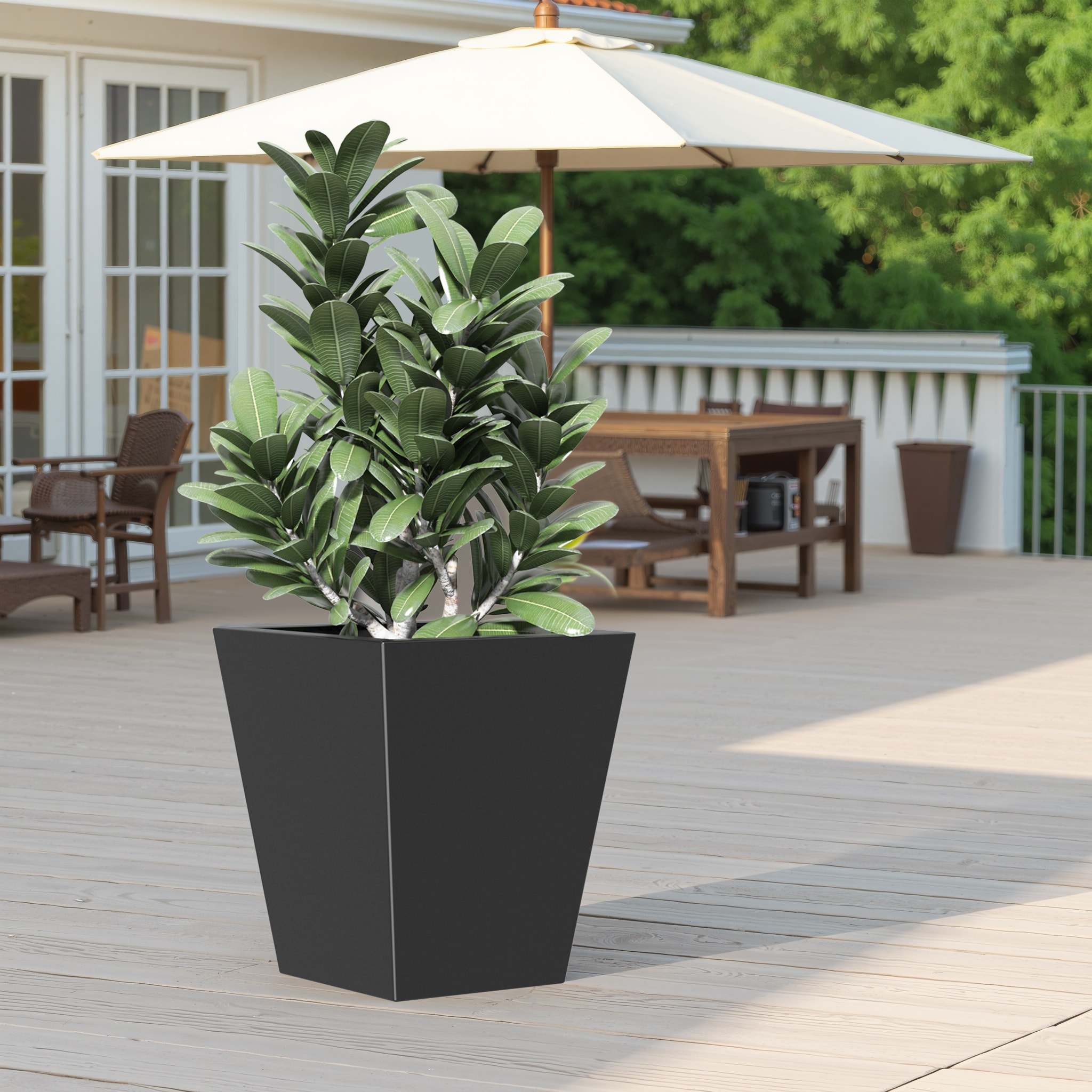 LOVMOR SF-H-W3077P276881 22-in Tall Tapered Planter Burnished Black Finish Handmade for Durability and Style