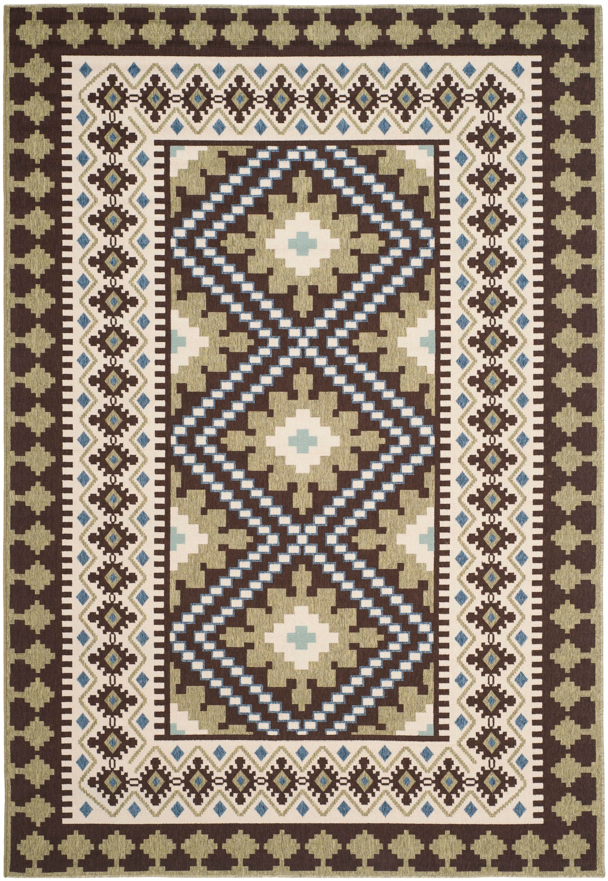 Safavieh VER099-0624-6 Veranda Eyvor 7 x 10 (ft) Loomed Synthetic Chocolate/Green Rectangular Indoor/Outdoor Abstract Coastal Area rug
