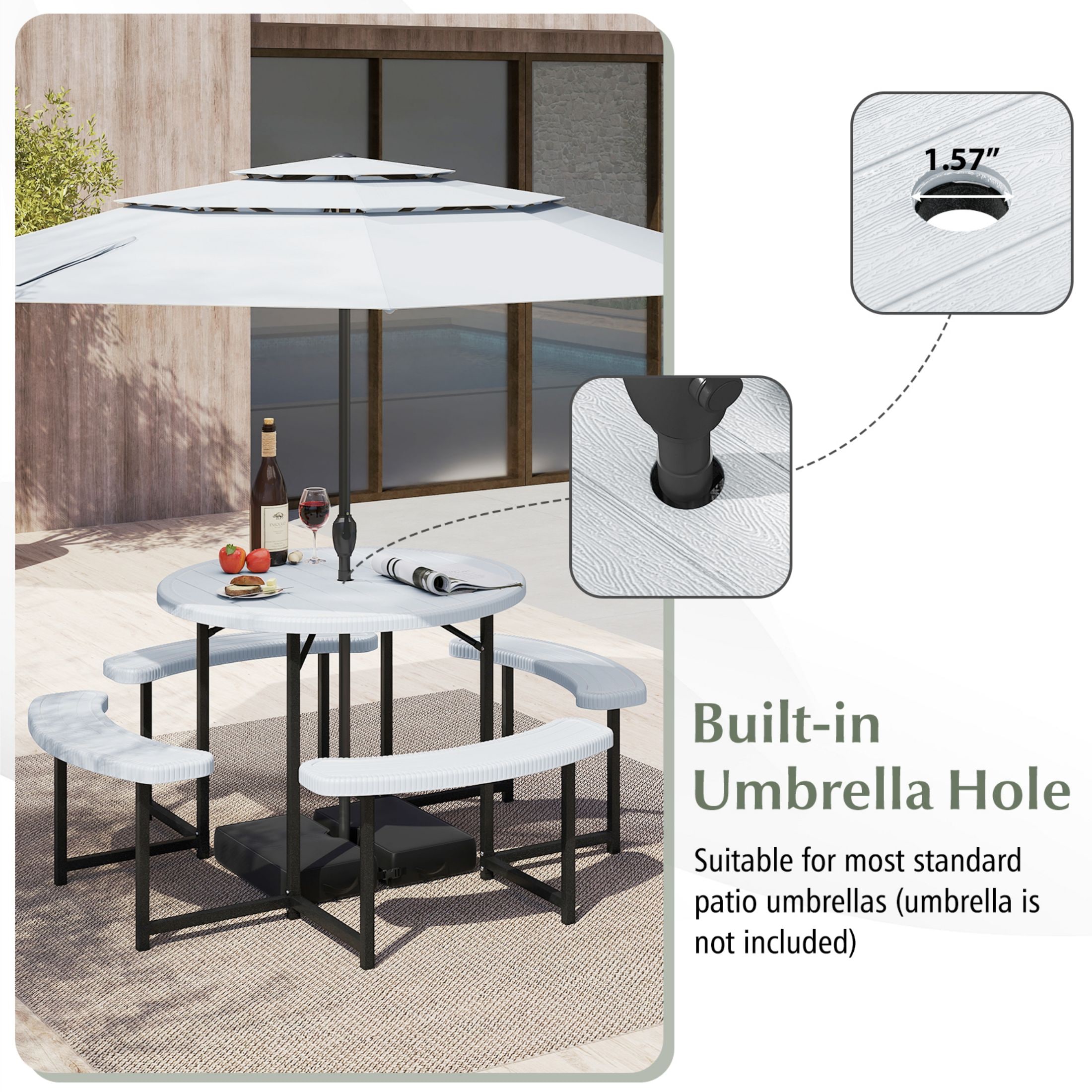 LIVIZA TDZ12107WH Picnic-Tables - View #4
